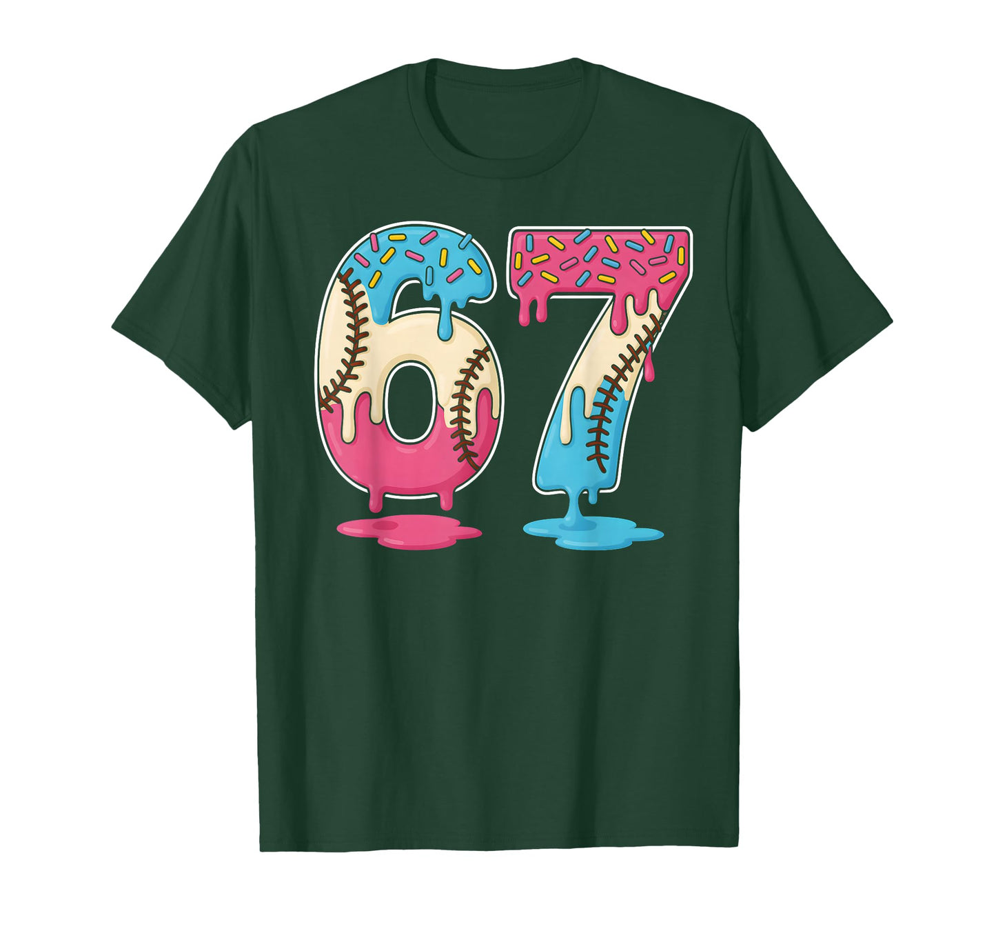 67 Baseball Ice Cream Drip Meme Six Seven Gen Alpha Funny T-Shirt