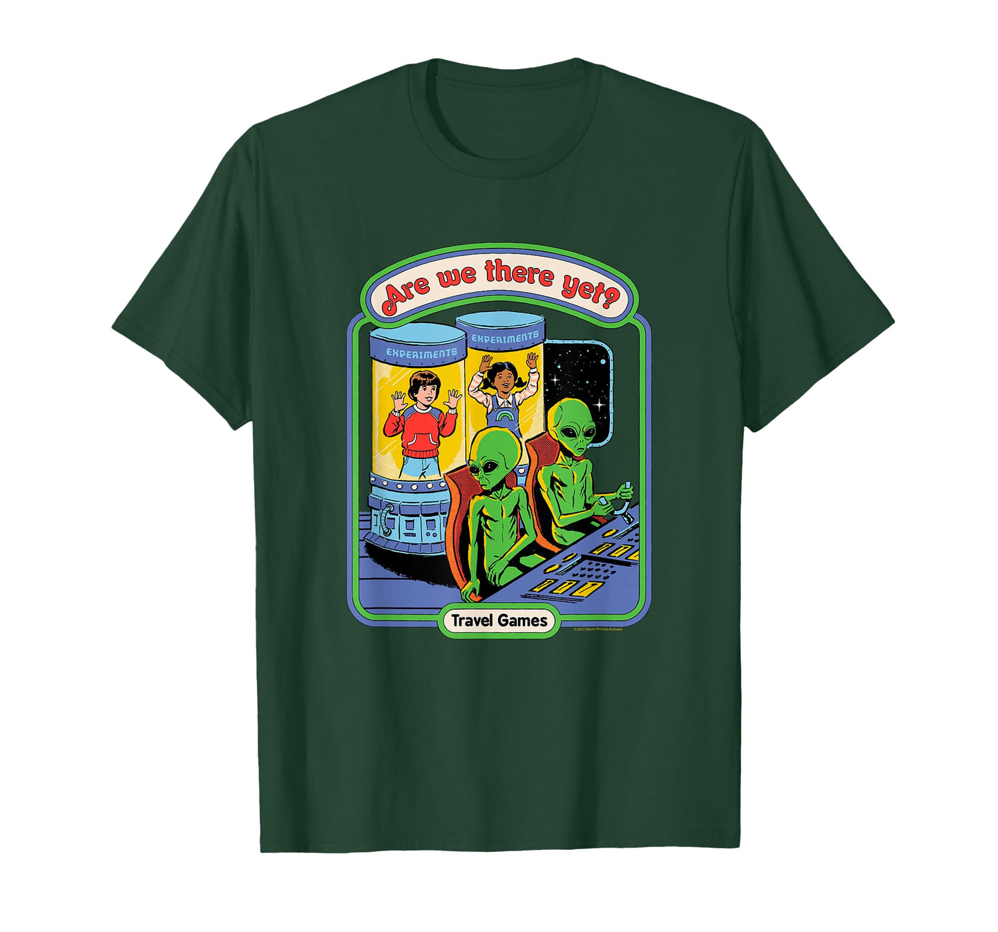 Steven Rhodes Are We There Yet? Alien Games Retro Dark Humor T-Shirt