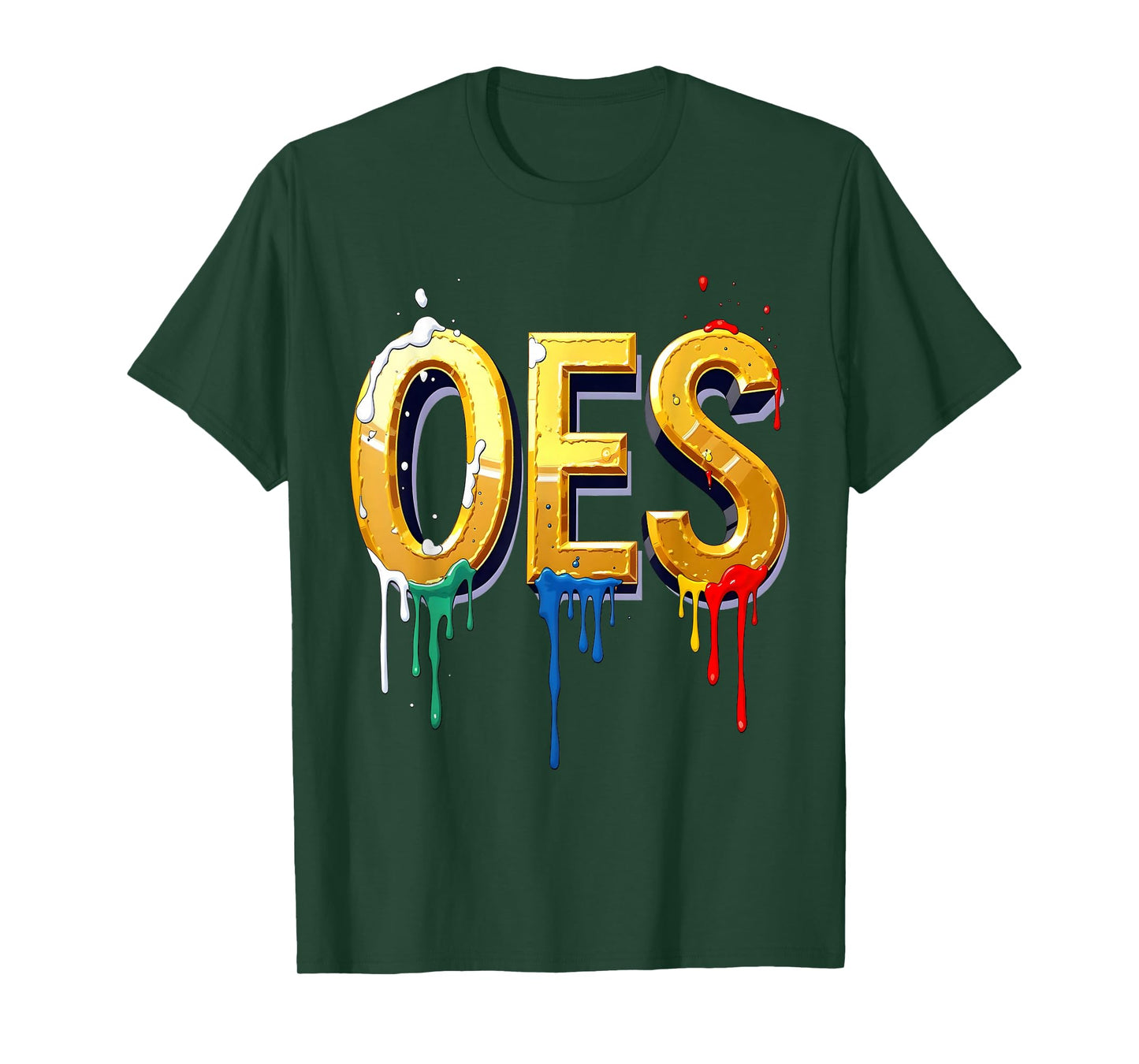 OES 3D Golden Word Colors Dripping Order of the Eastern Star T-Shirt