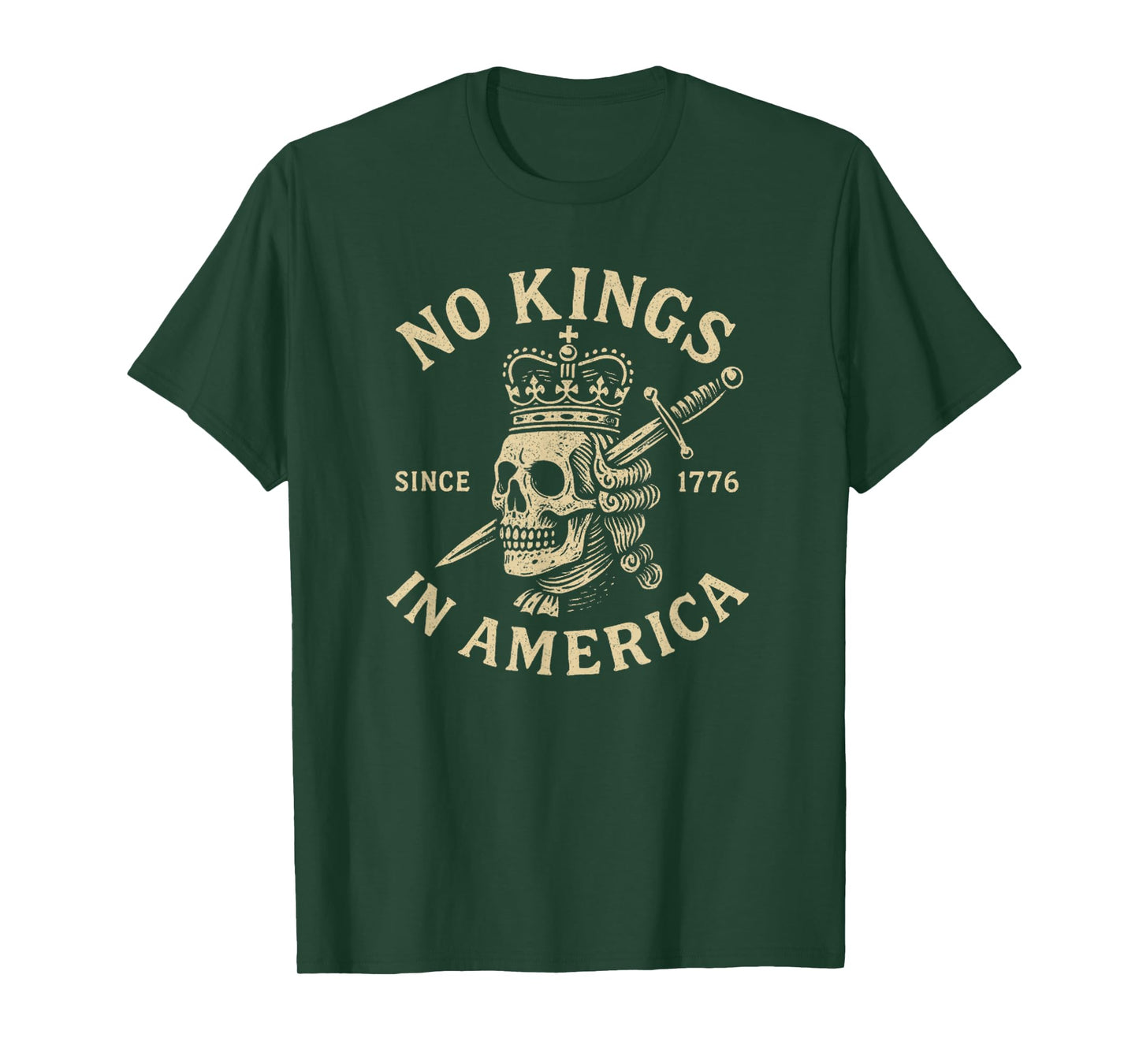 Vintage Skull Since 1776 USA - No Kings T-Shirt