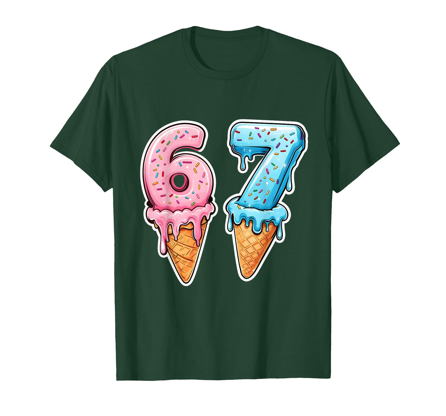 Six Seven 67 Ice Cream Drip Sports Cool Meme Funny Number T-Shirt