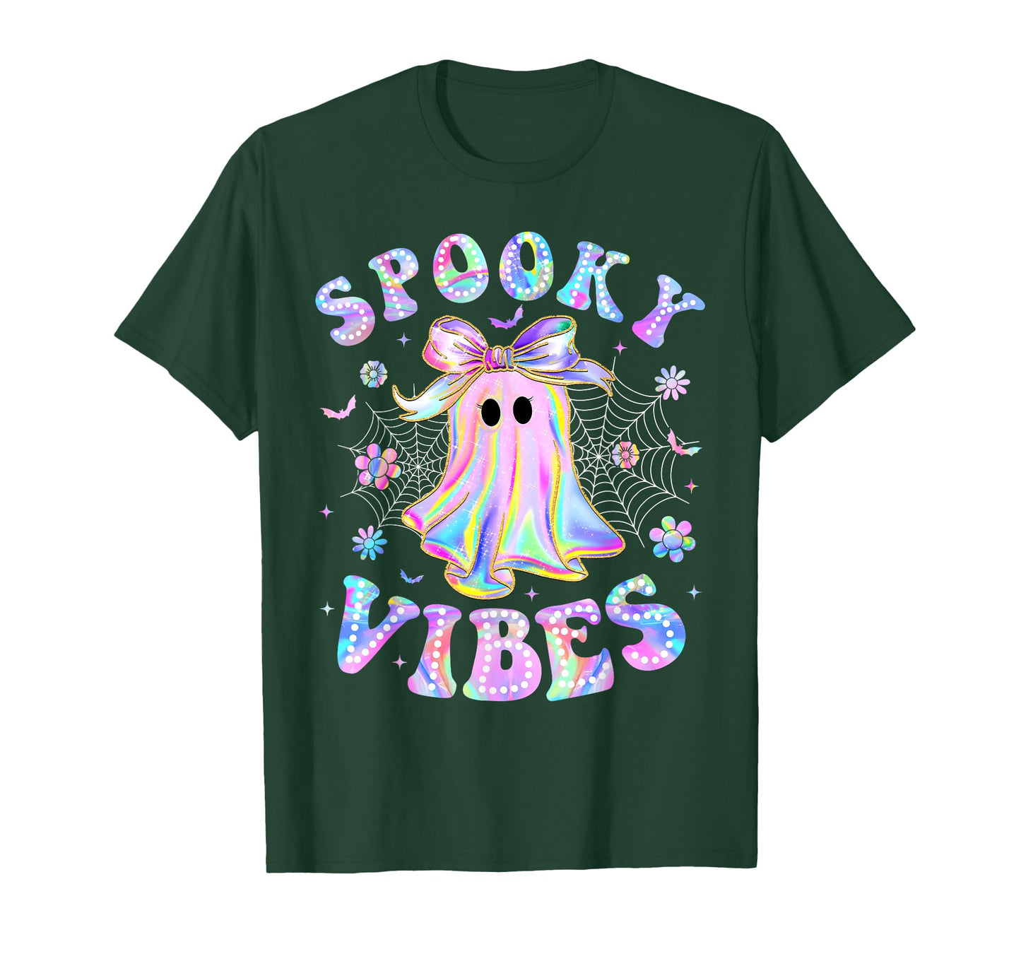 Spooky Vibes Ghost Retro Halloween Boo Boo Crew T-Shirt