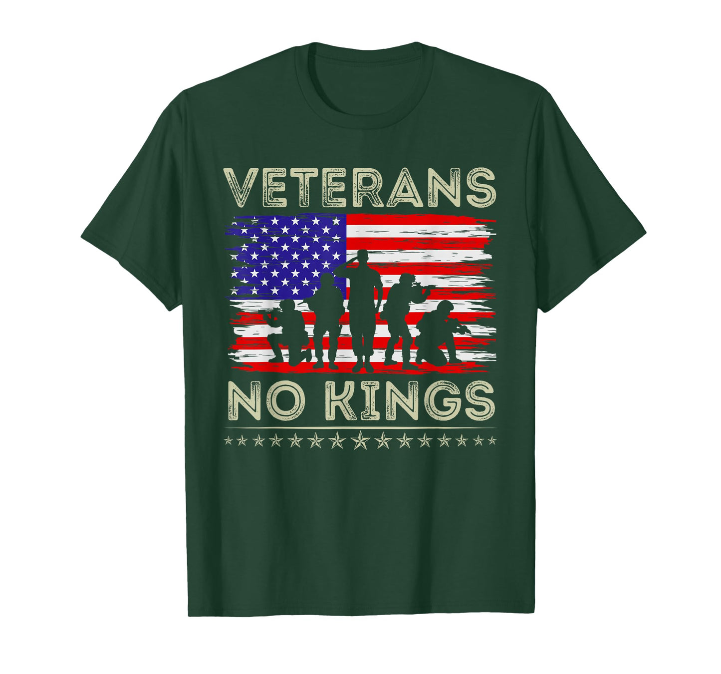 No Kings Veterans Patriotic American Flag Veterans Day Retro T-Shirt