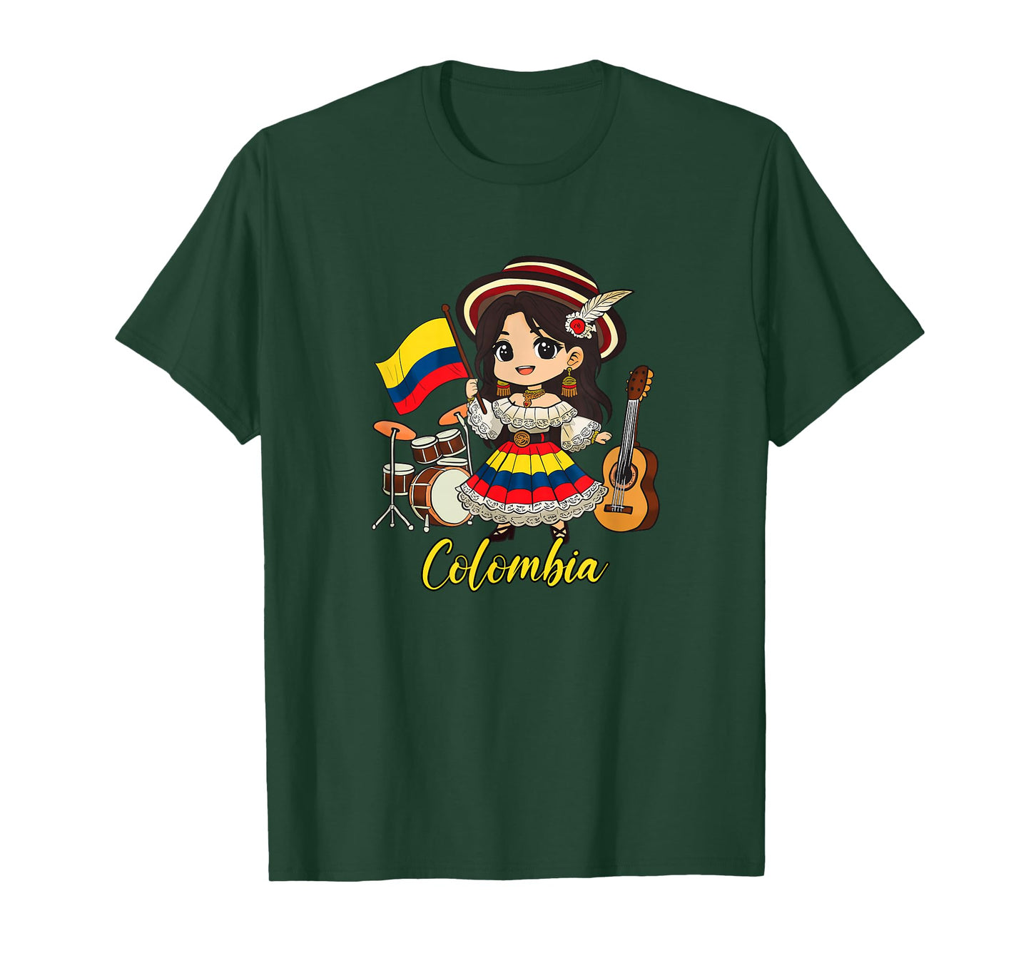 Colombia Colombian Flag Day Hispanic Girl Woman T-Shirt