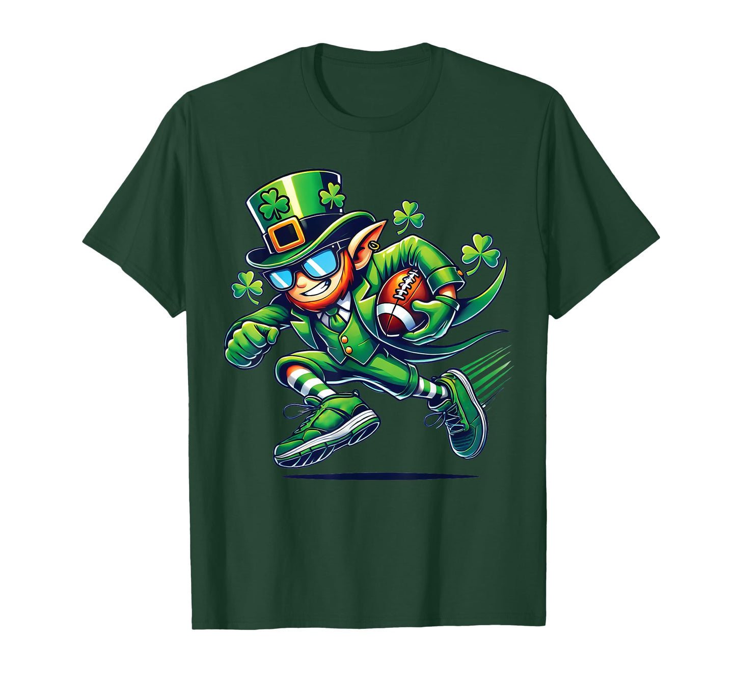 Leprechaun Playing Football Quarterback Receiver St Patricks T-Shirt