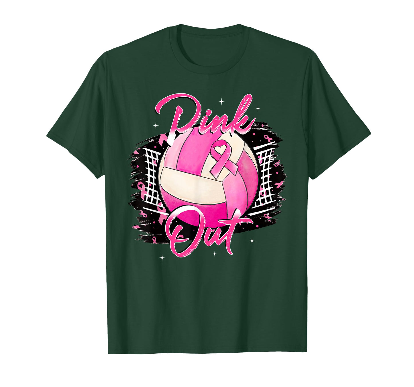 Volleyball Pink Out Breast Cancer Awareness Pink Ribbon T-Shirt