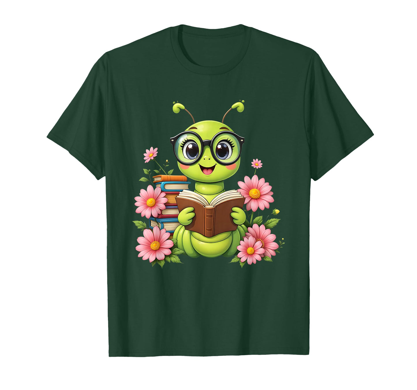 Bookworm Costume Kawaii Reading Worm for World Book Day T-Shirt
