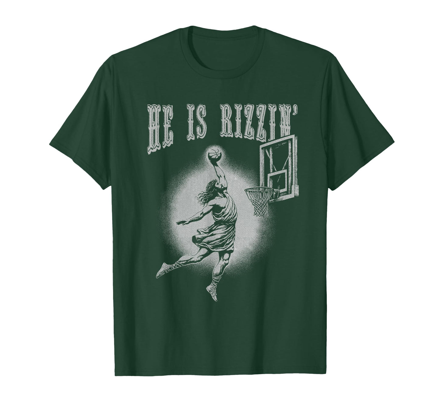 Rizzin Christian Easter Graphic Jesus Playing Basketball T-Shirt