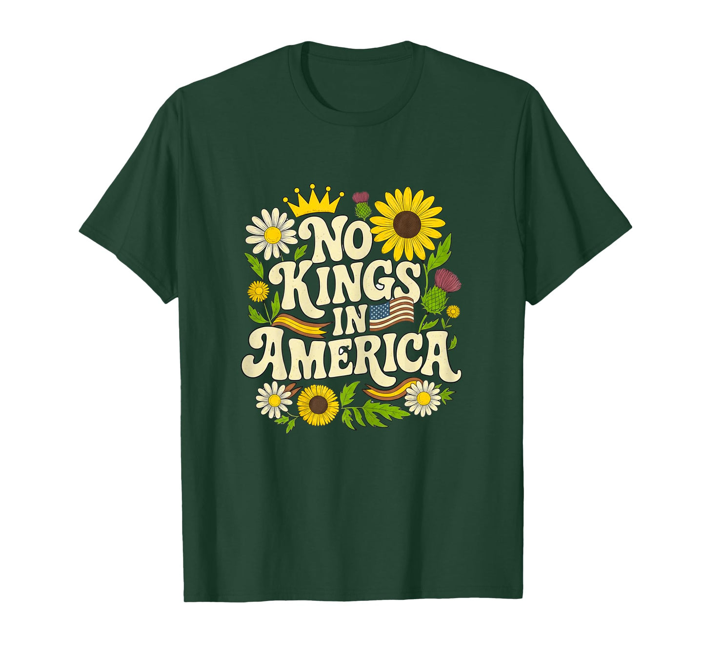 Cute Groovy No King in America tee Matching Family Mom Girls T-Shirt