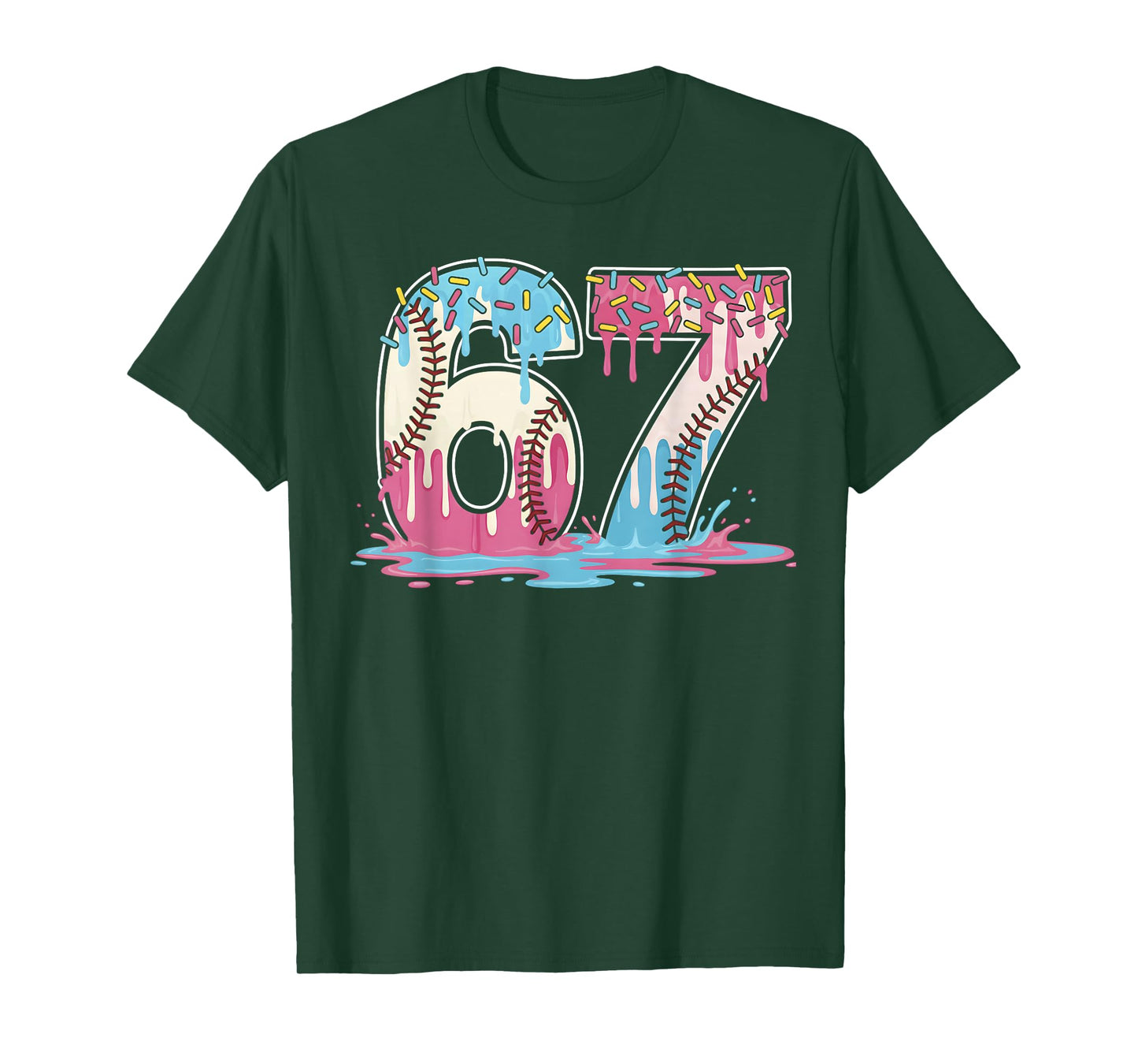 67 Baseball Ice Cream Drip Meme Six Seven Gen Alpha Funny T-Shirt