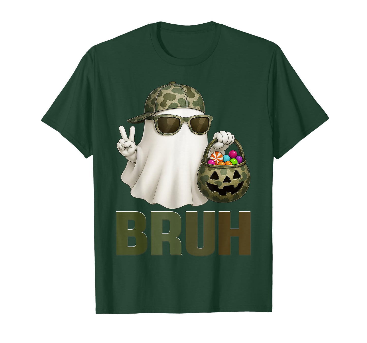 Bruh Halloween Camouflage Camo Ghost Hello Costumes Boy T-Shirt