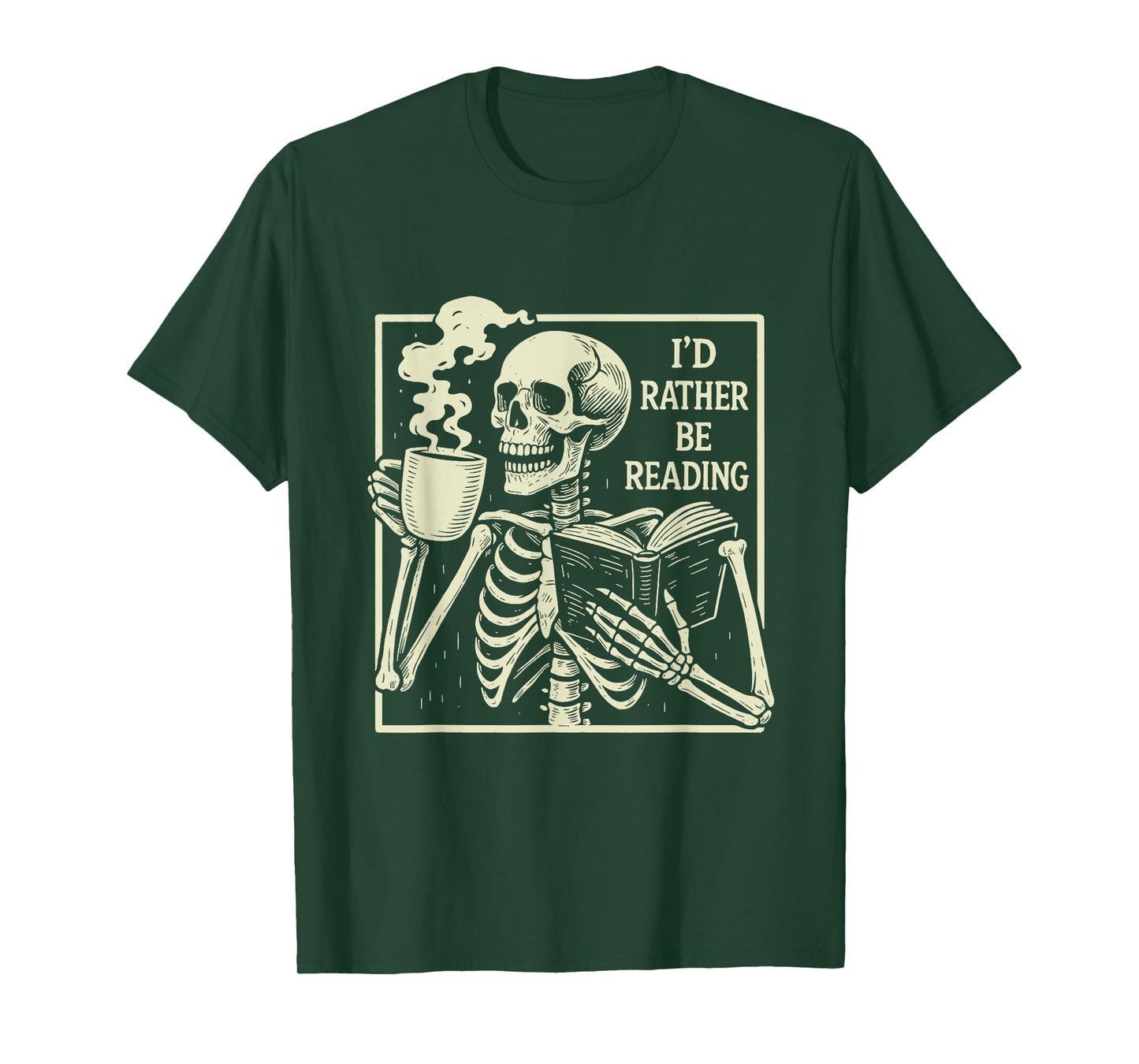 I'd Rather Be Reading Skeleton Reading Book Bookworm Teacher T-Shirt