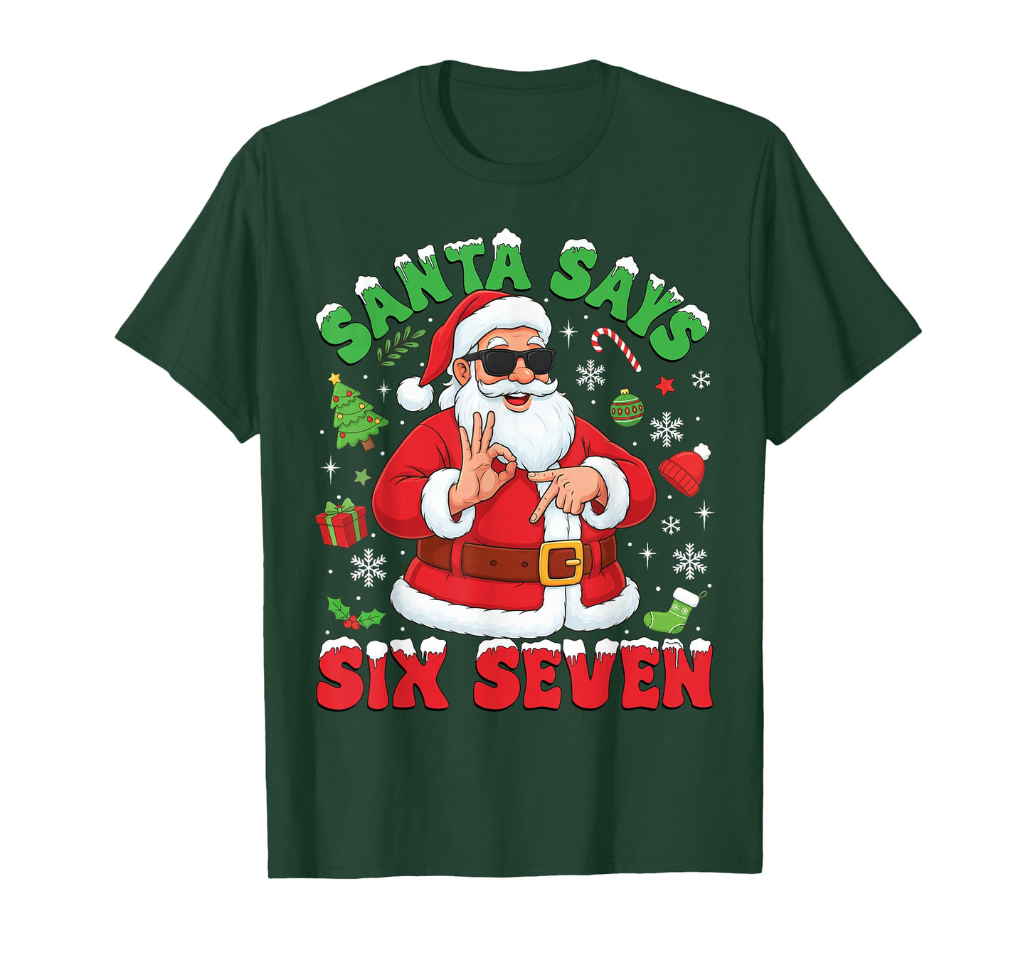 Funny Santa Says Six Seven Merry Christmas 67 Santa Claus T-Shirt