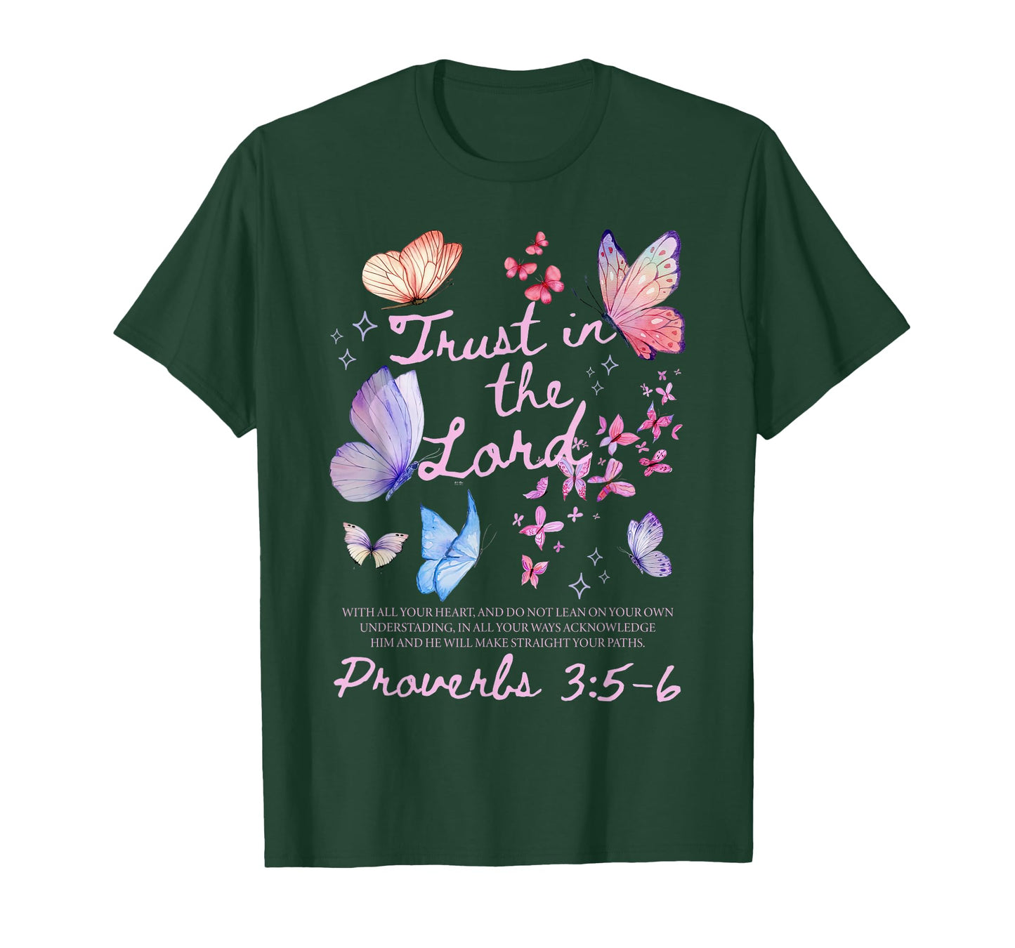 Trust in The Lord Religious Butterfly Christian Faith Jesus T-Shirt