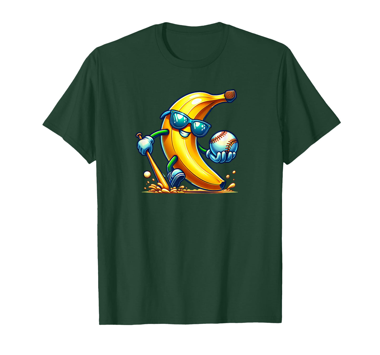 Banana Playing Baseball Fruit Lover Baseball Player T-Shirt