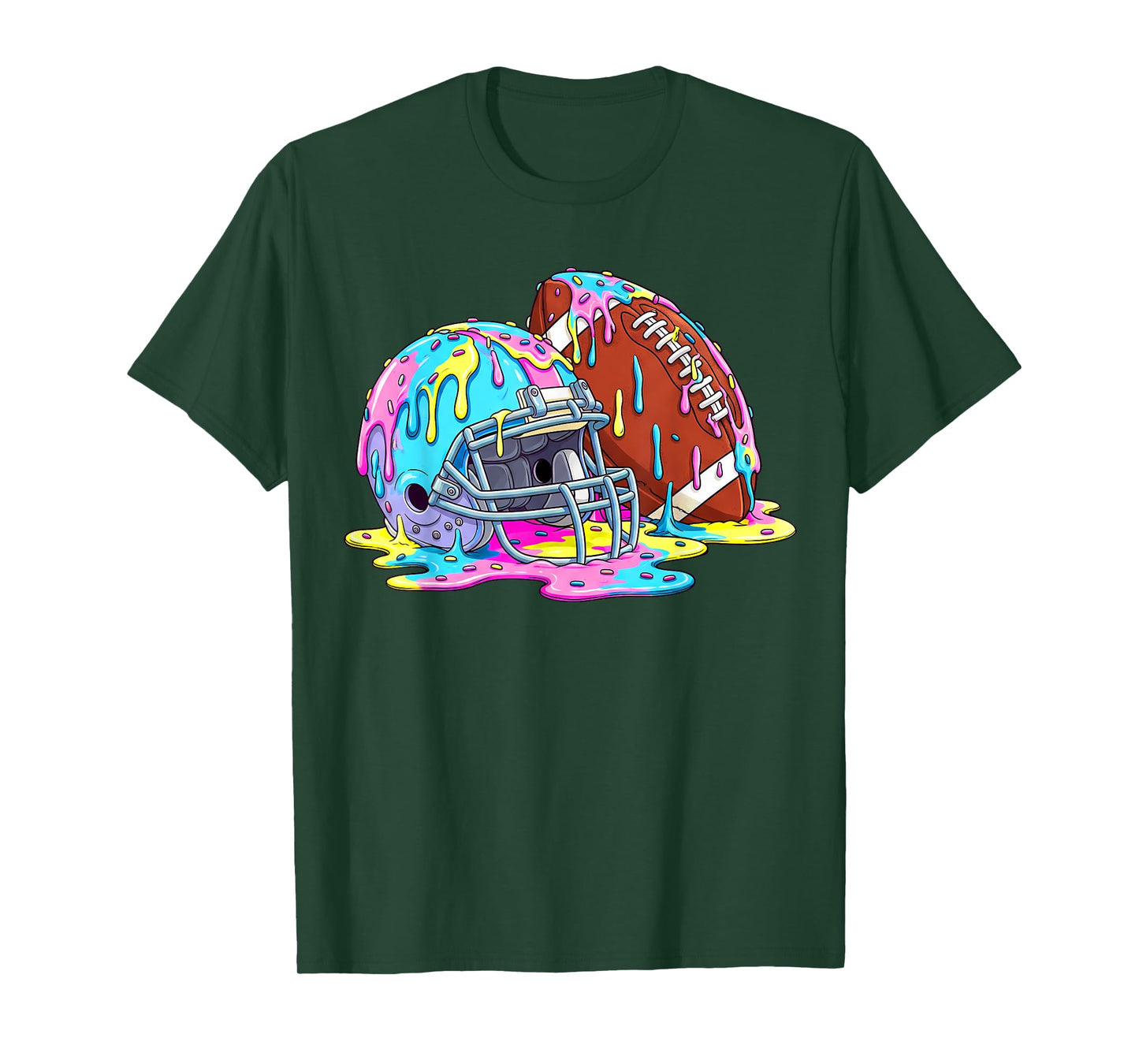 Football Helmet Drip for Boys Kids Youth Dripping Ice Cream T-Shirt