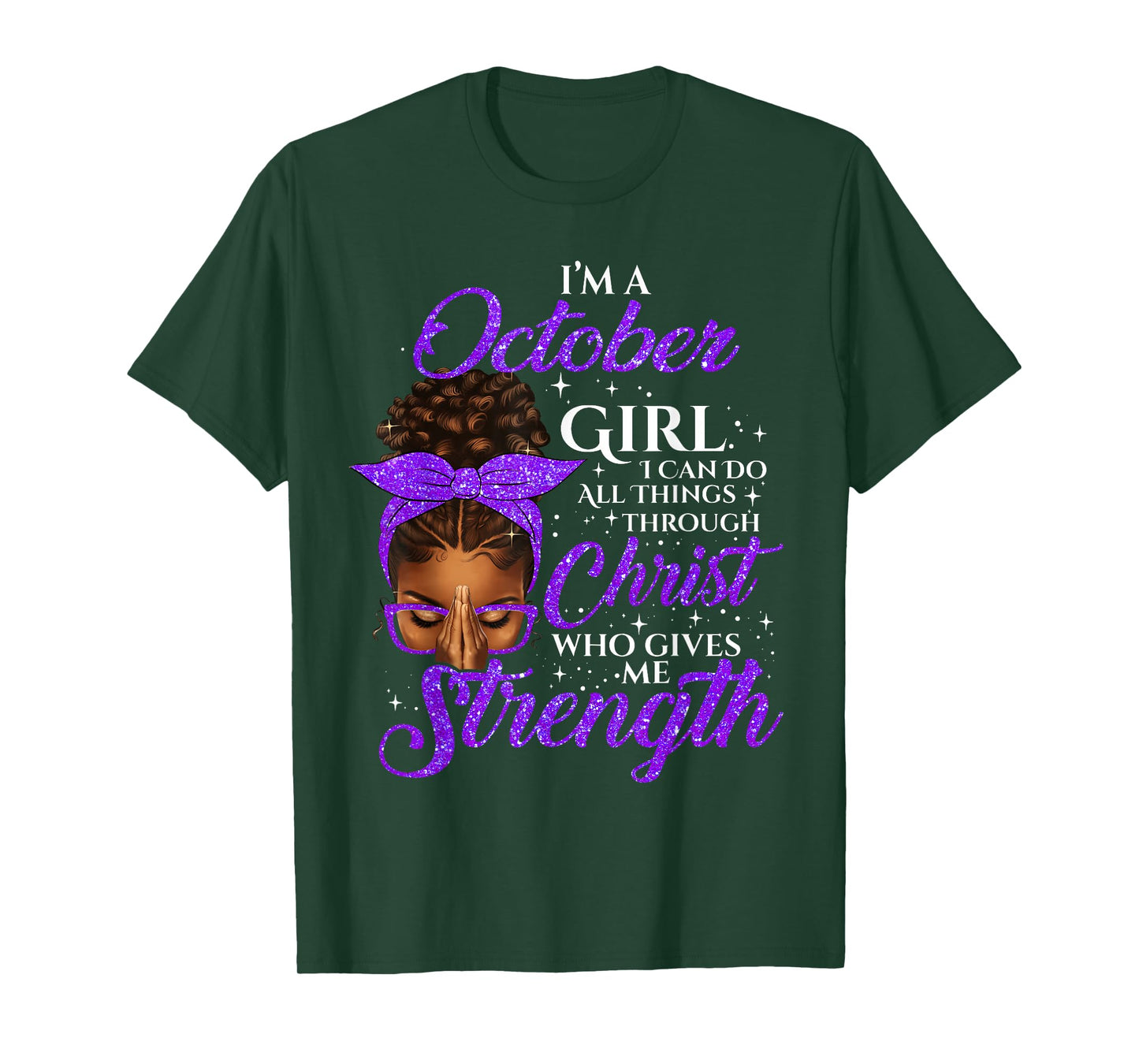 October Girl Birthday Black Women Afro Christian Saying T-Shirt