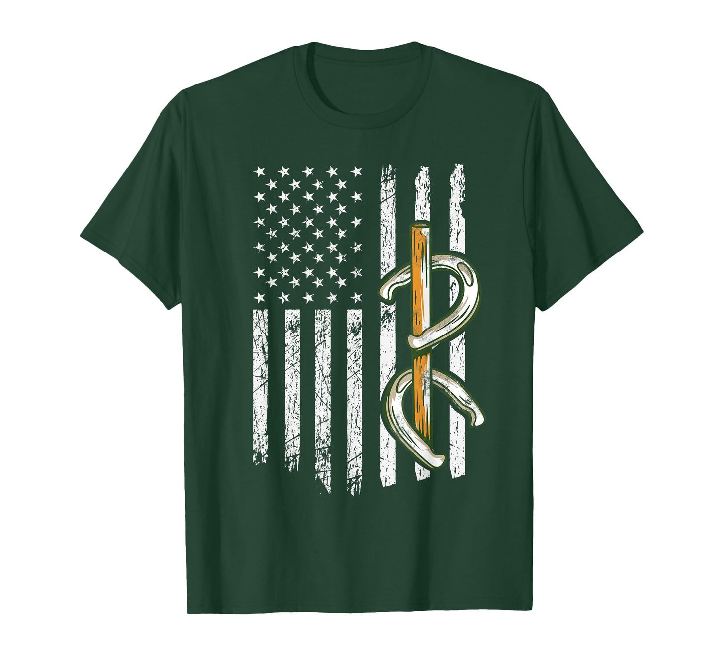 Horseshoe pitching usa flag horseshoe throwing game patriot T-Shirt