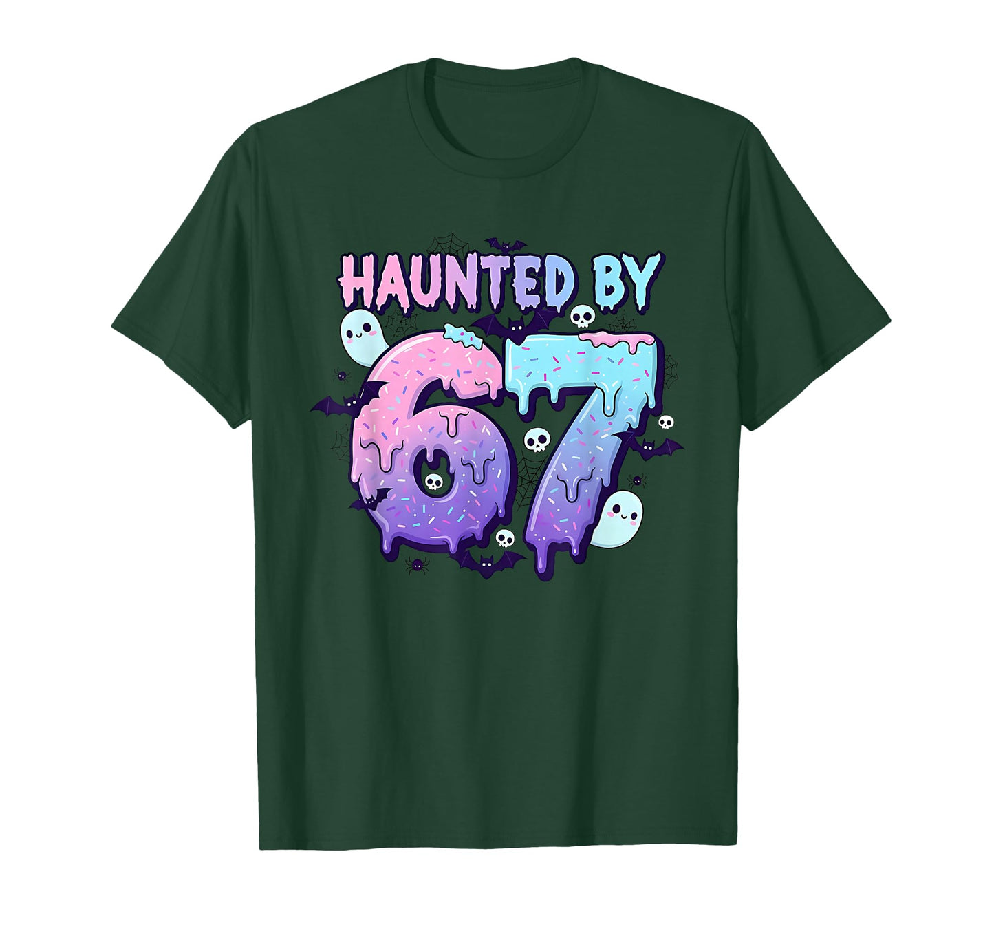 Haunted by 67 Drippy Ghost Meme Funny Halloween Girls Boys T-Shirt