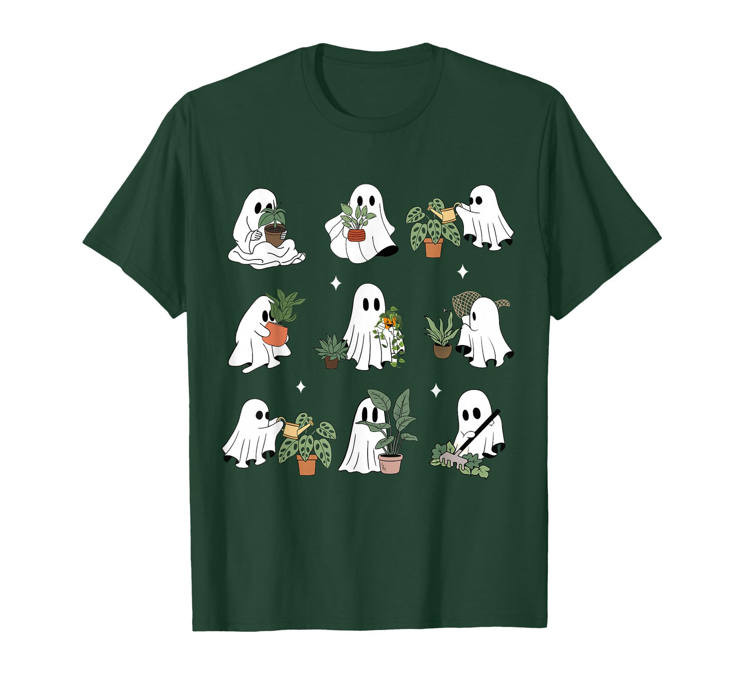 Ghost Plant Lady Retro Halloween Plants Spooky Mom Women T-Shirt