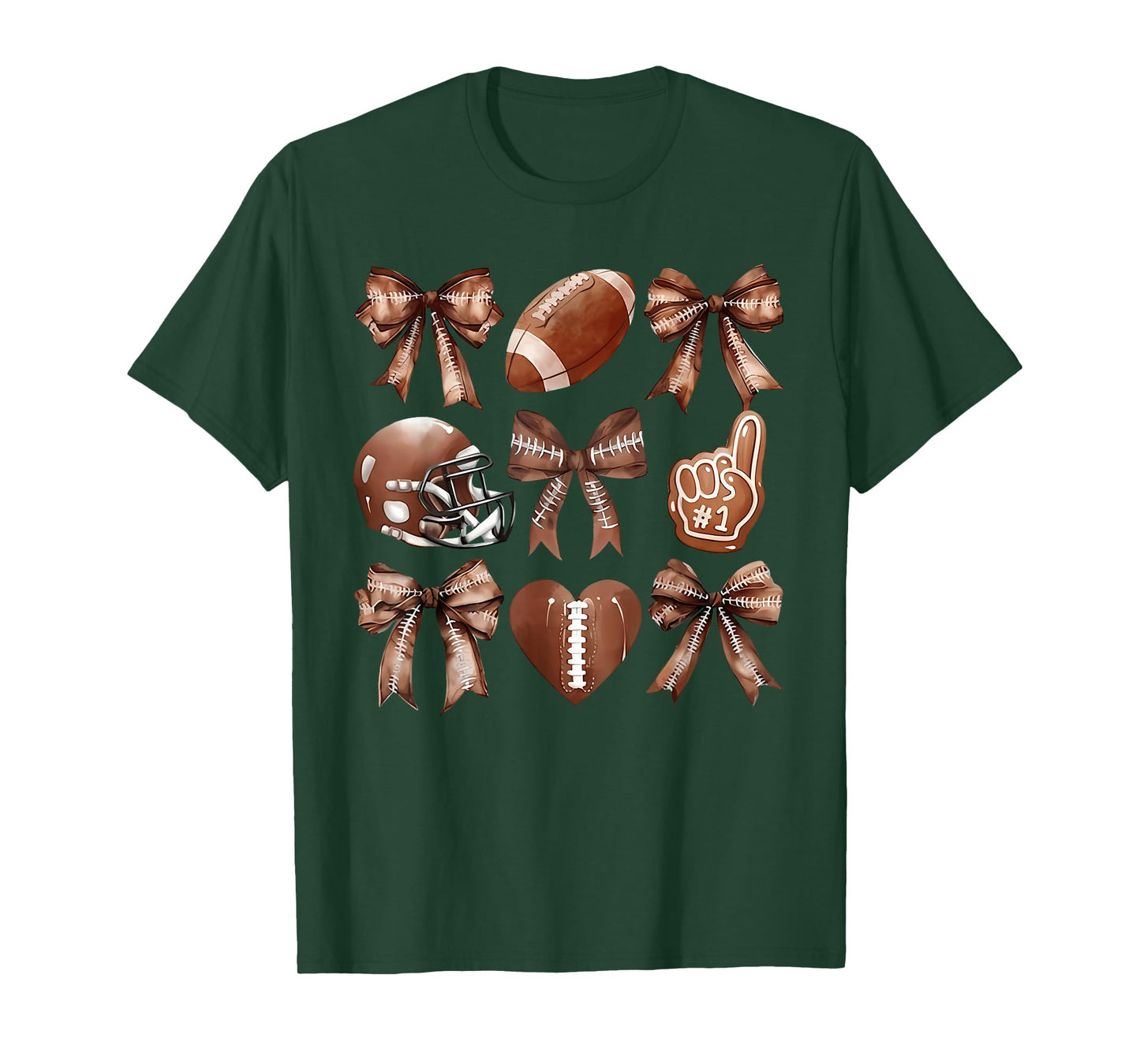 Coquette Bow Football Game Day for Football Mom Sister Teens T-Shirt