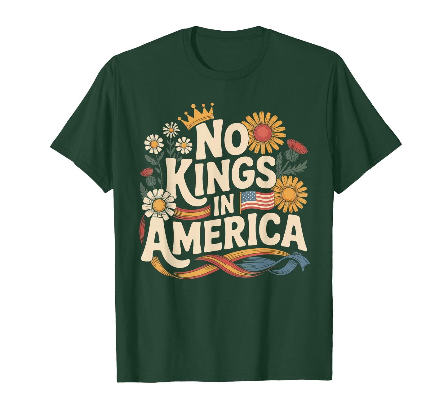 No Kings in America Equality Freedom Art T-Shirt