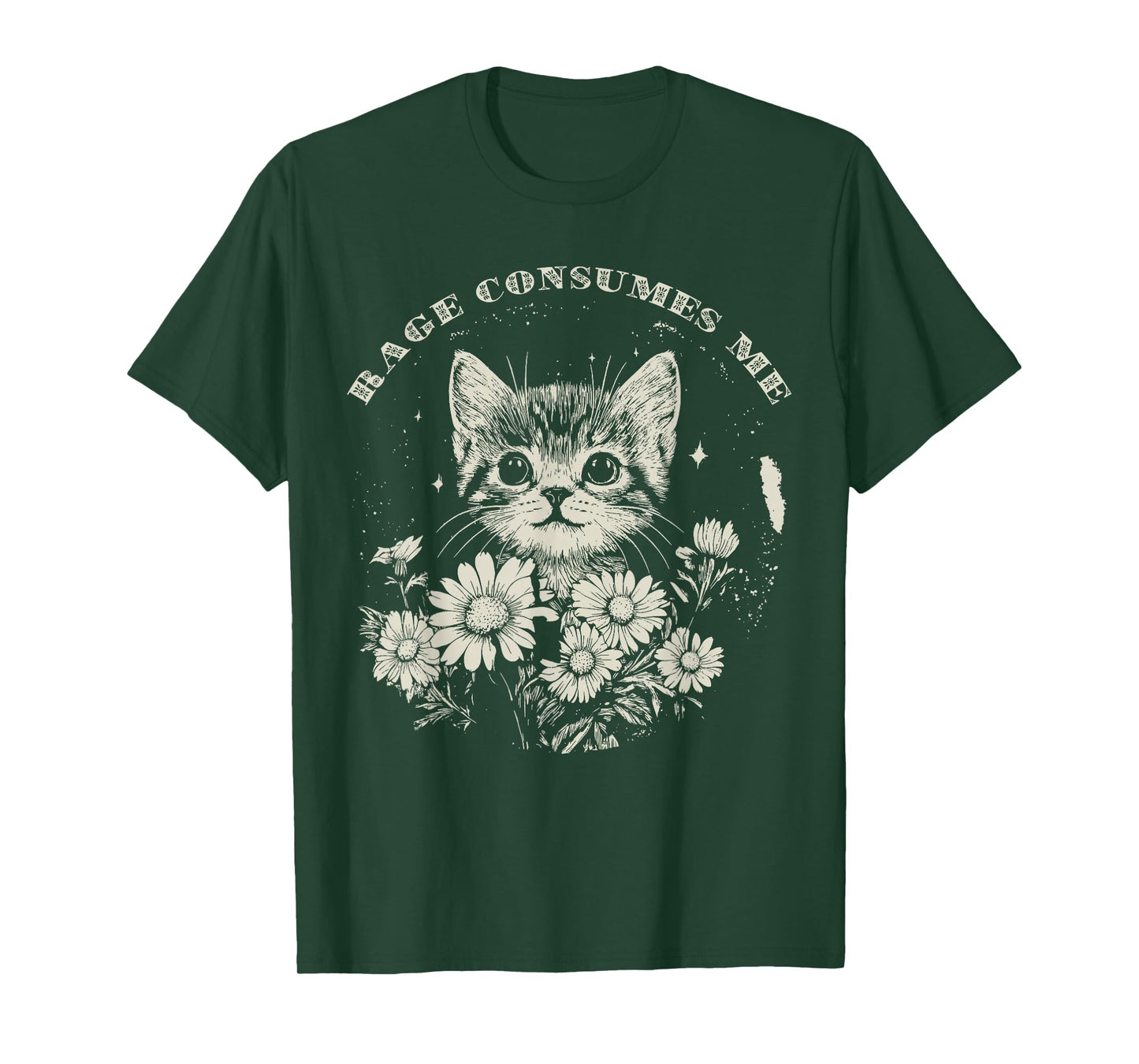 Cute Cat Rage Consumes Me Funny Sarcastic Kitten Flower T-Shirt