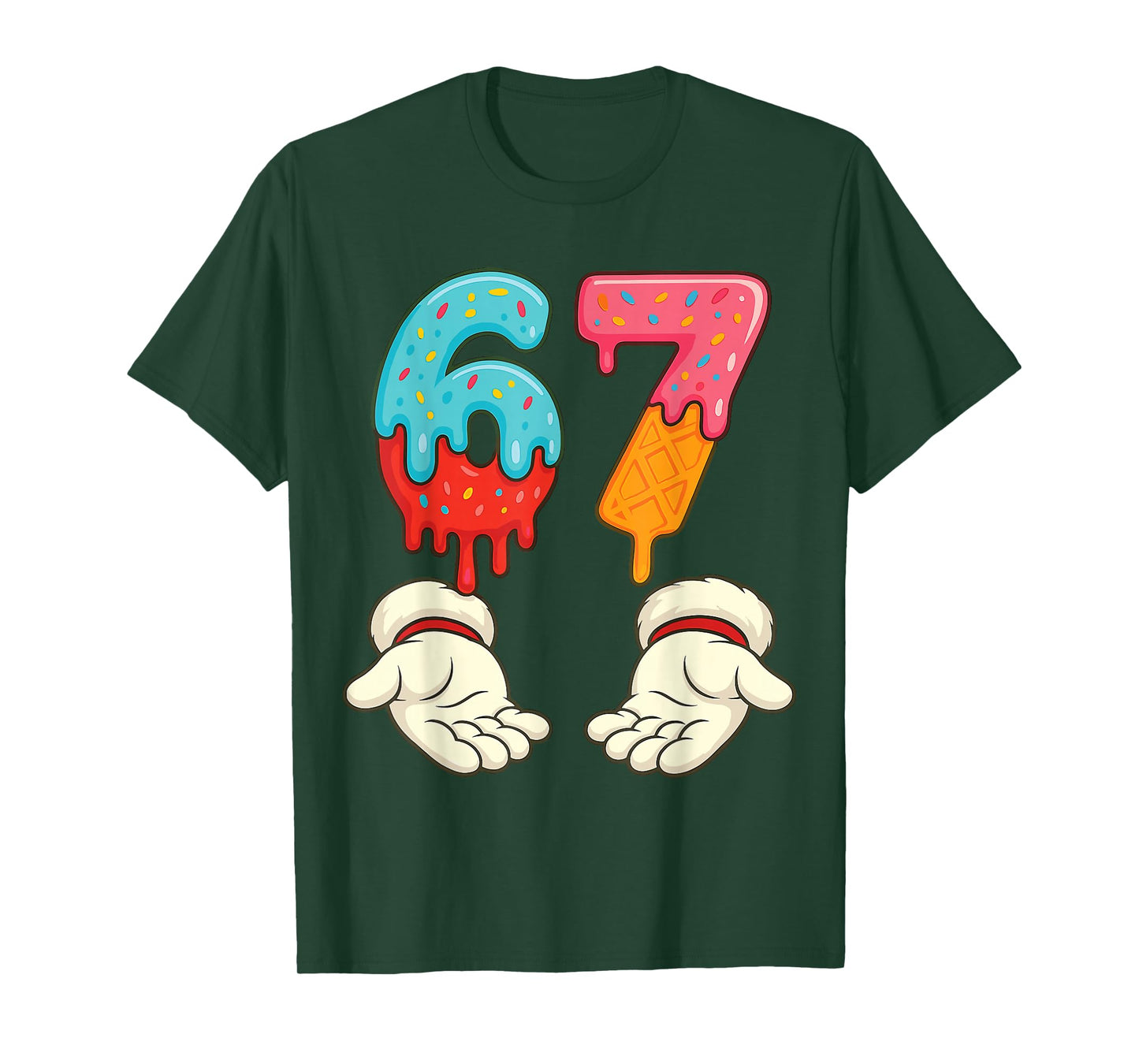 Funny Six Seven 6 7 Meme Christmas Ice Cream Drip Xmas Santa T-Shirt