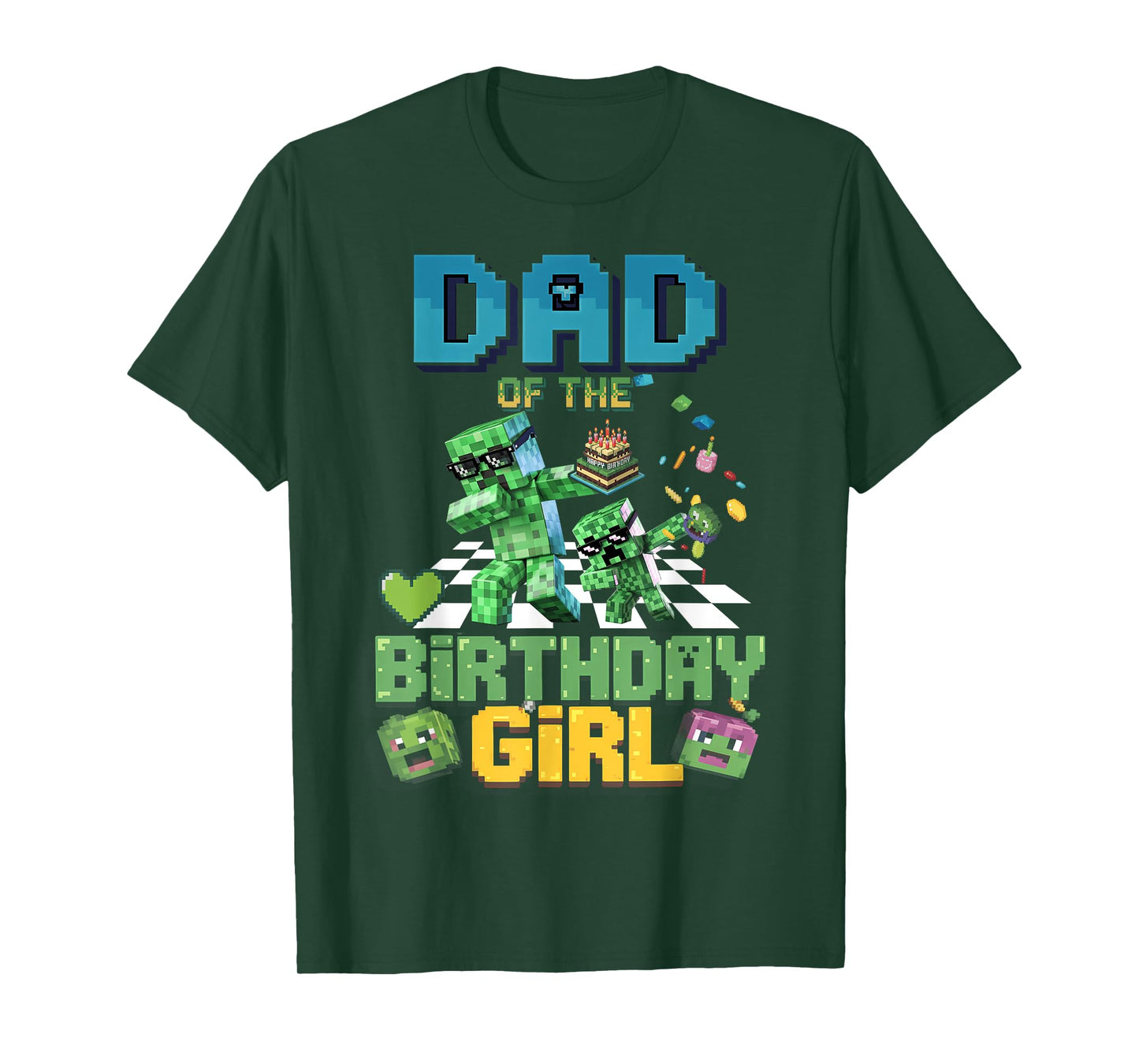 Dad of the Birthday Girl Funny Video Game Pixel T-Shirt