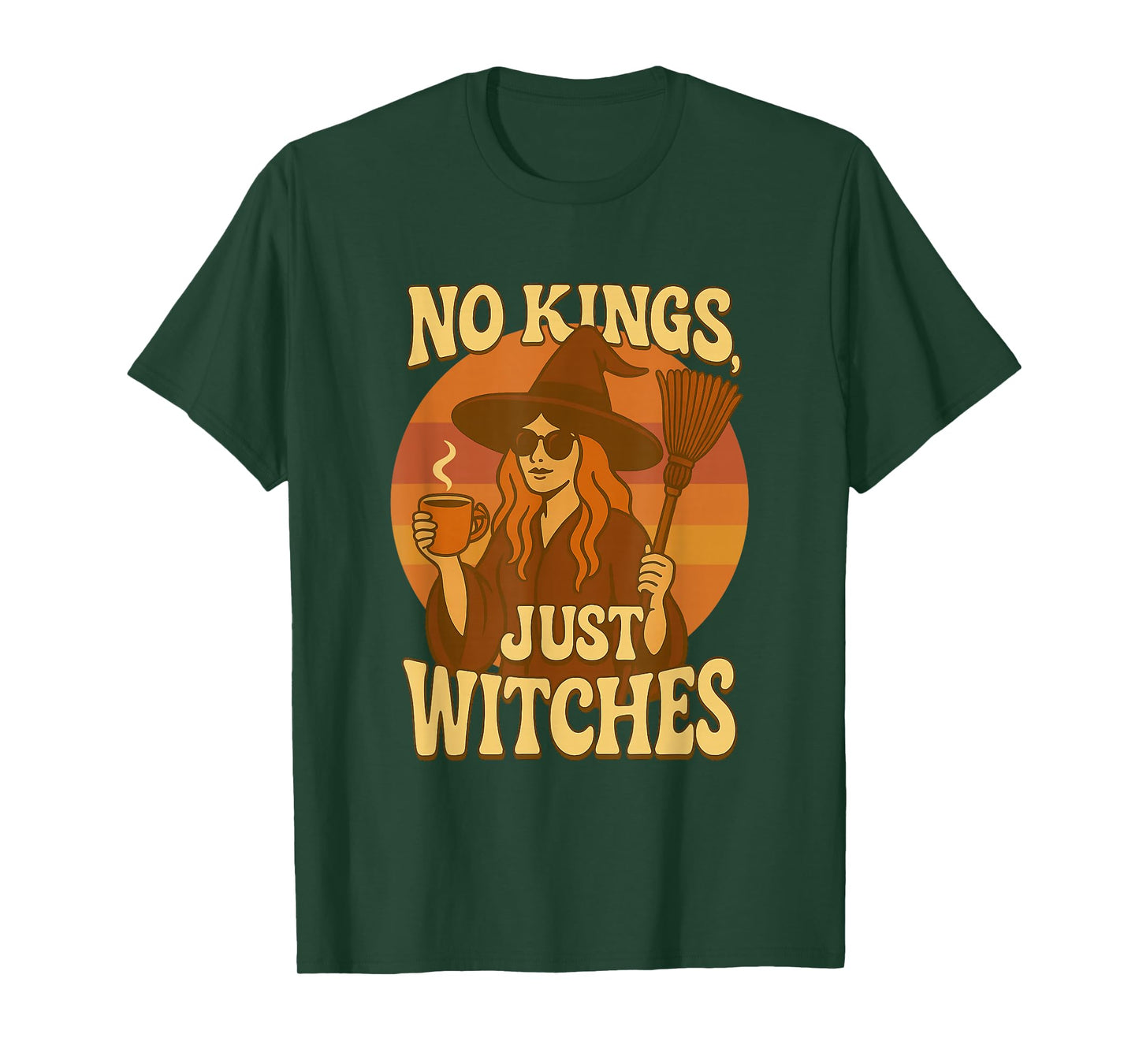 No Kings Just Witches in America Funny Retro Woman Halloween T-Shirt