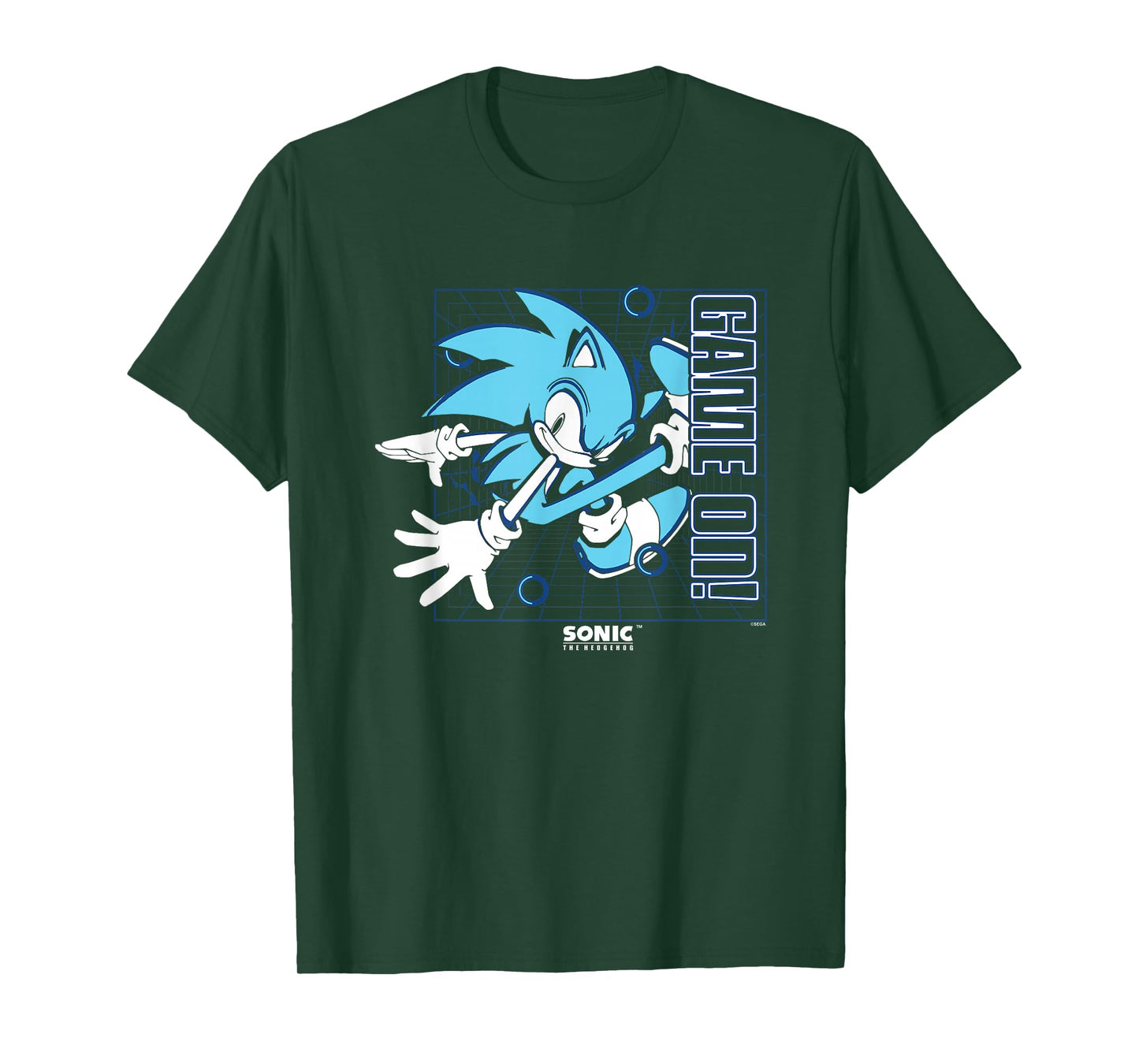 Sonic The Hedgehog Game On! Gold Rings Vintage Grid T-Shirt