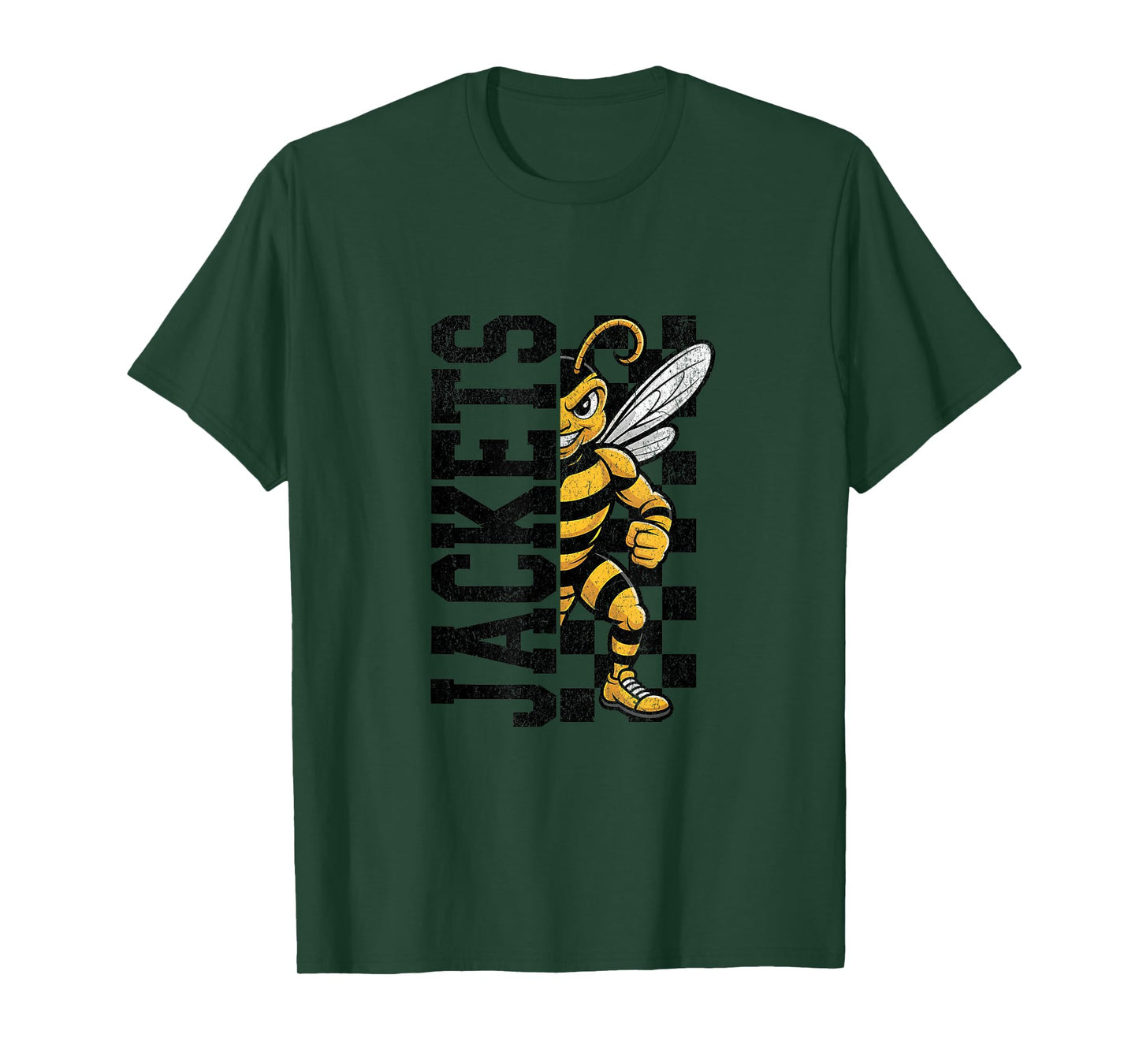 Fierce Yellow Jacket Half Mascot Design T-Shirt