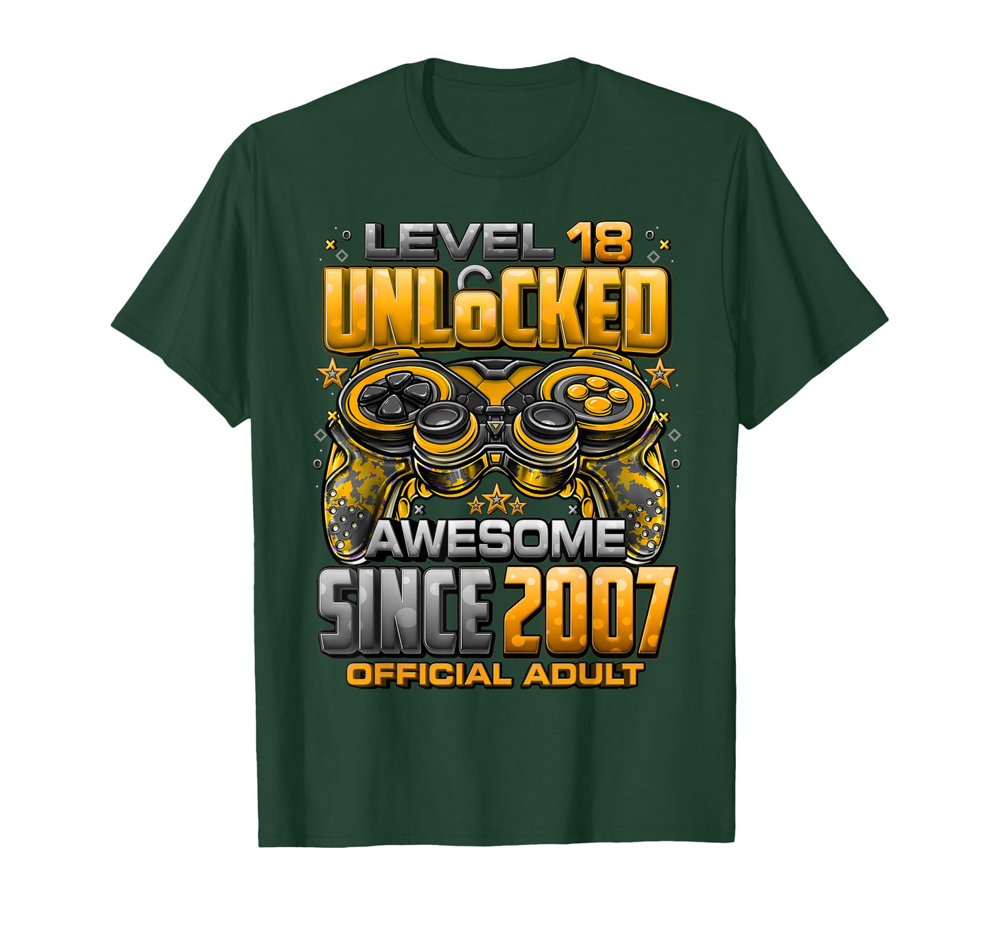 Level 18 Unlocked Awesome Since 2007 18th Birthday Gaming T-Shirt
