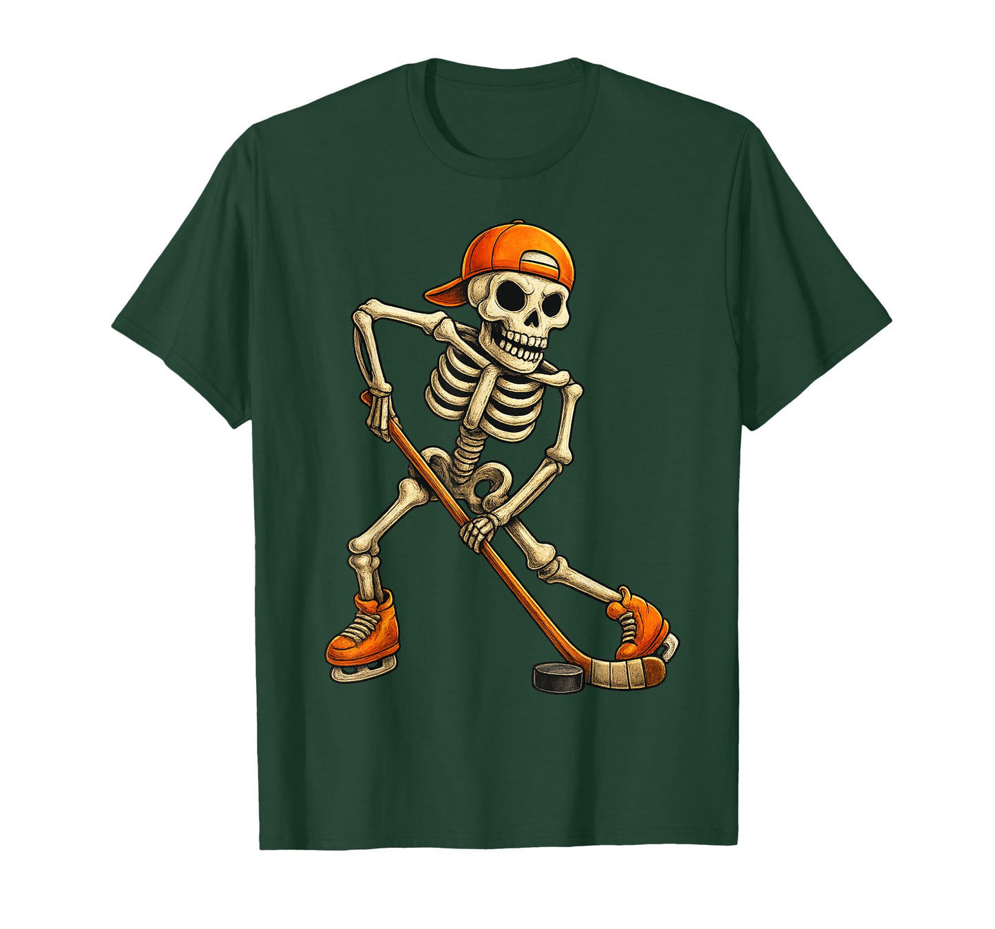 Ice Hockey Skeleton Halloween Costume Men Boys Kids T-Shirt
