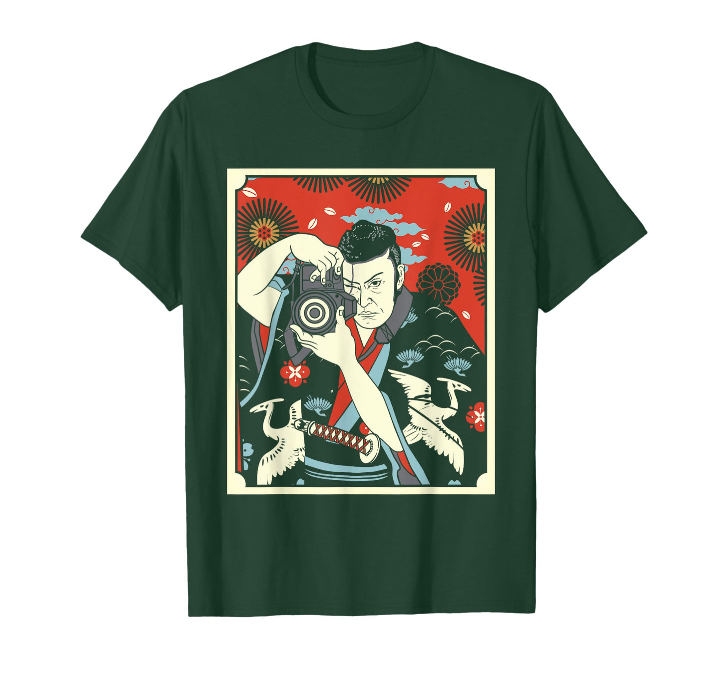 Photographer Japanese Samurai Warrior Armor Sword Mask T-Shirt