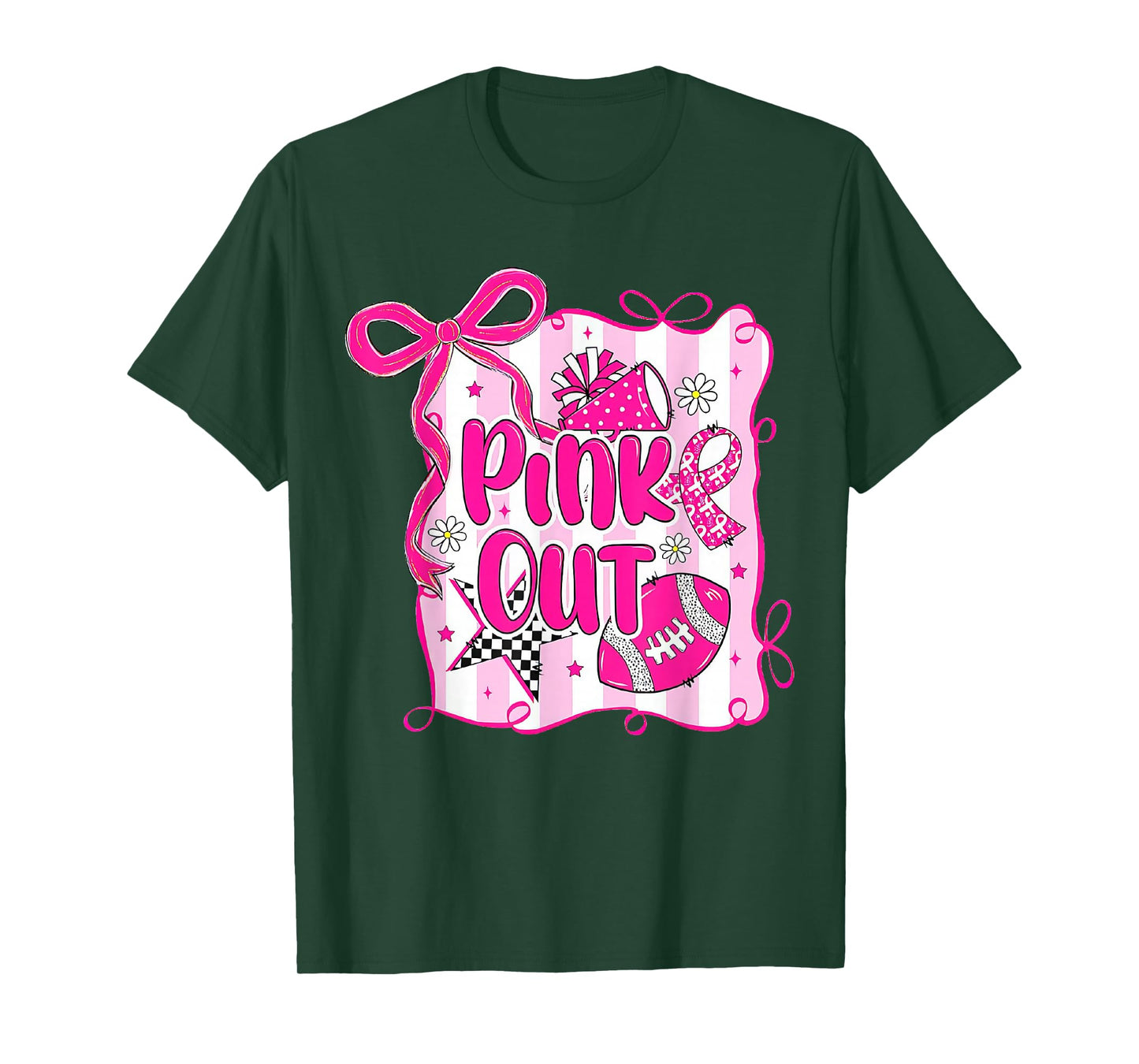 Football Pink Out Team Breast Cancer Awareness Month Womens T-Shirt