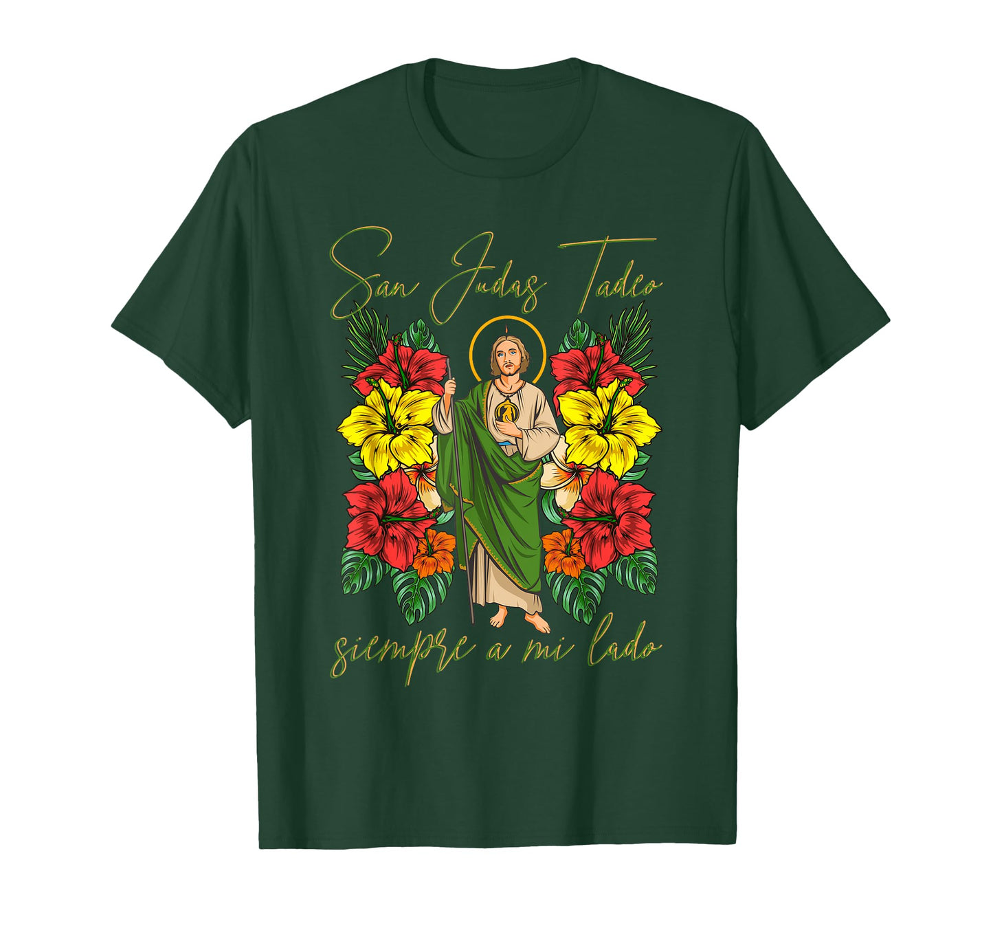 San Judas Tadeo Siempre A Mi Lado. Versión Floral T-Shirt