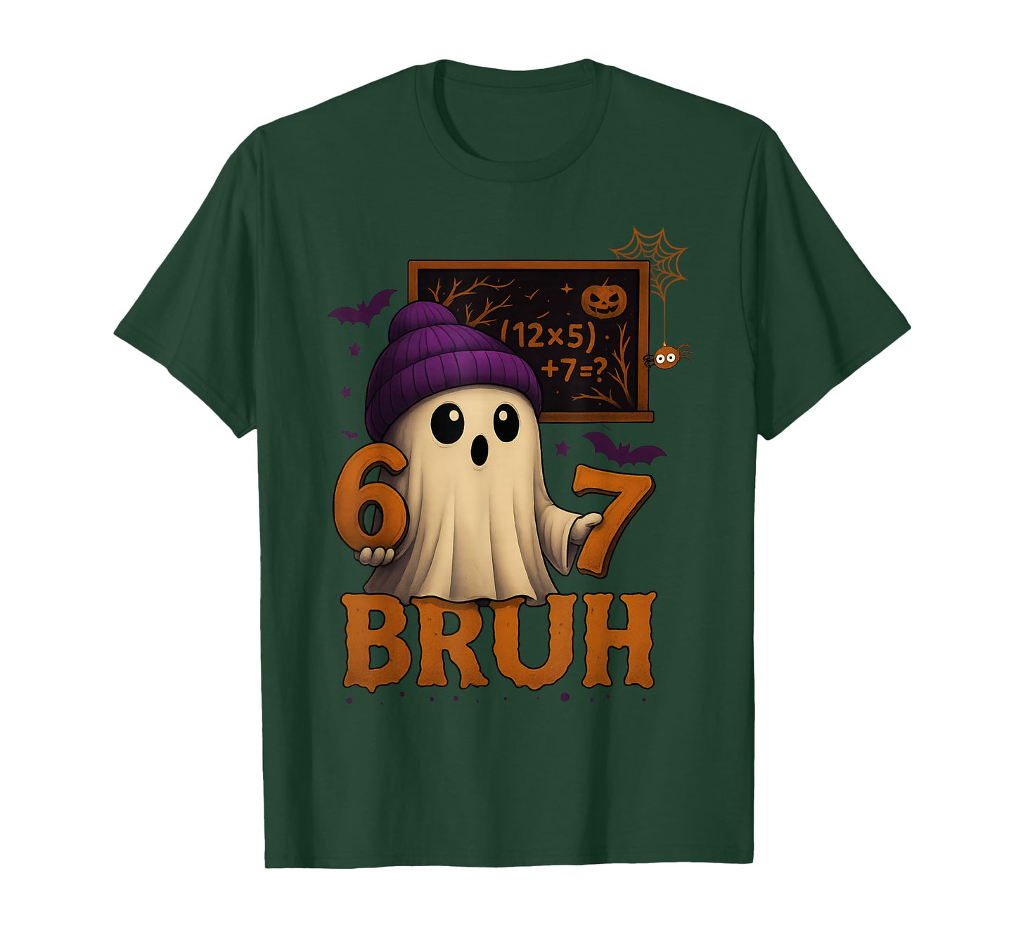 Funny Math Ghost 67 Bruh Halloween Meme Teacher Equation T-Shirt
