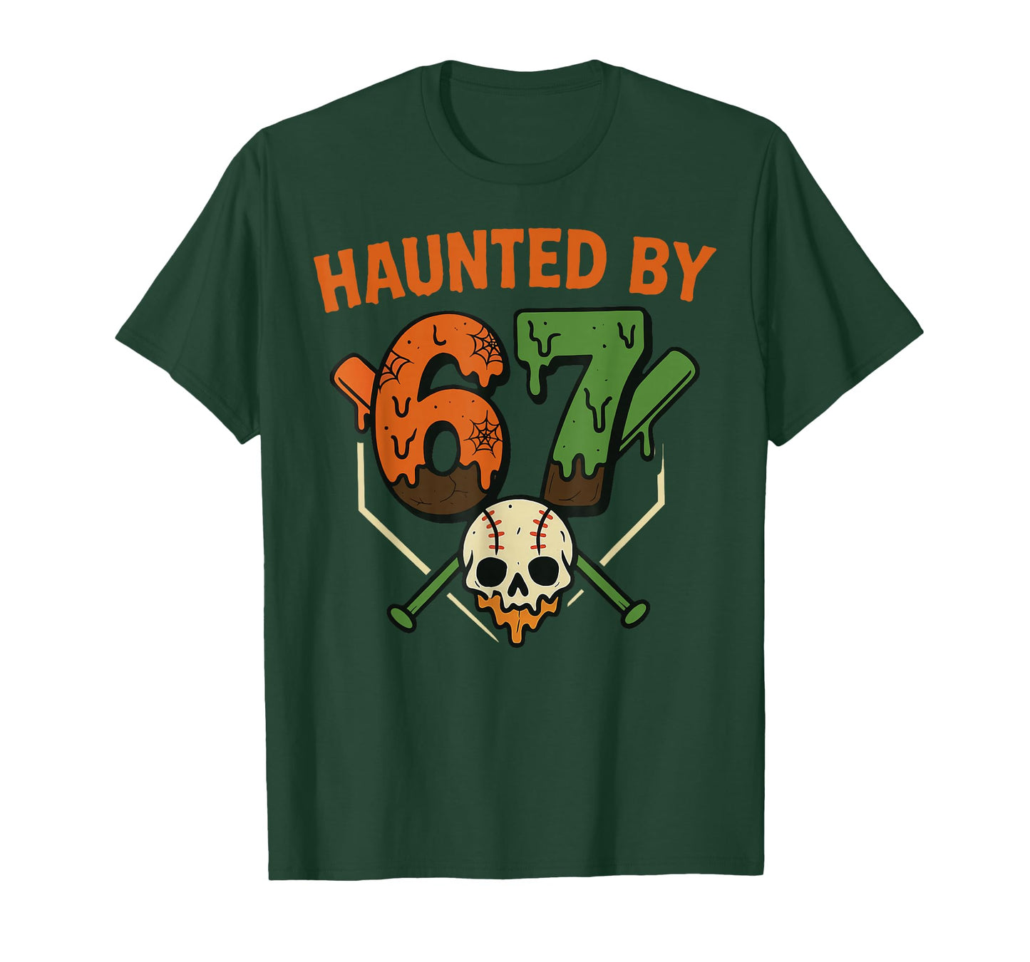 67 Halloween Meme 6 7 Numbers Six Seven Baseball Skeleton T-Shirt