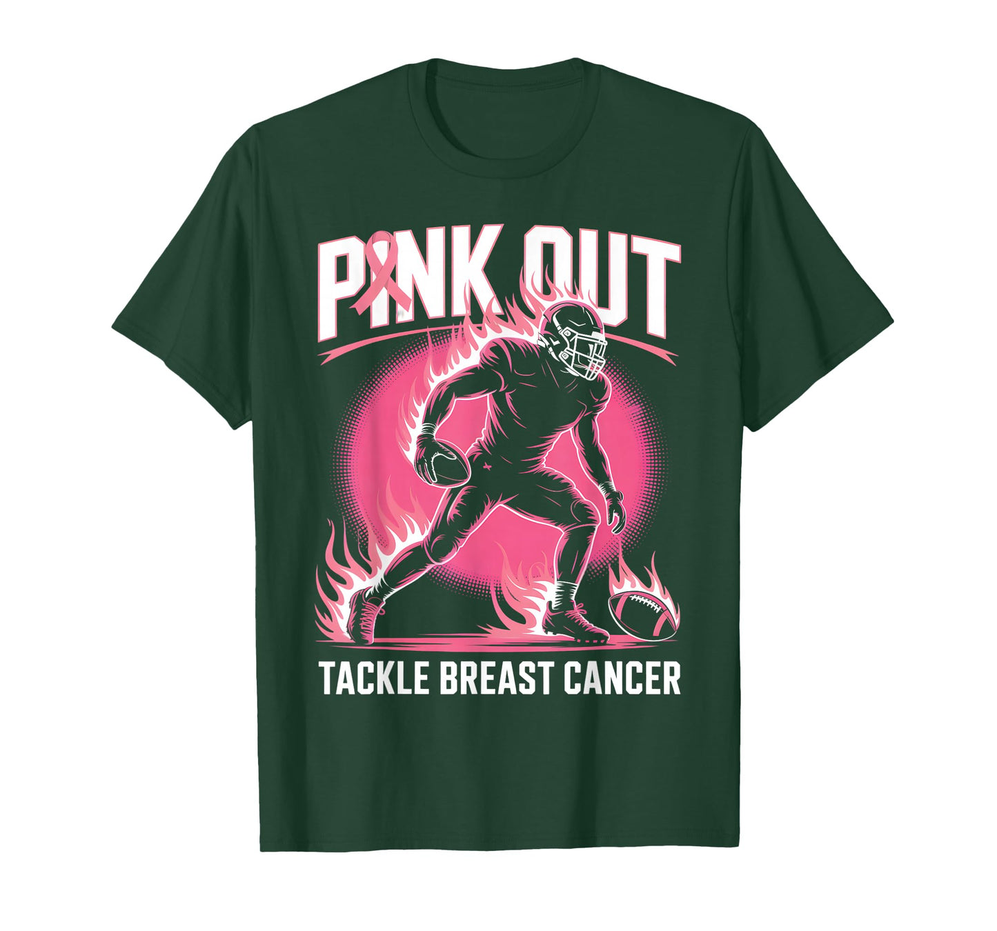 Pink Out Tackle Breast Cancer Team Support American Football T-Shirt