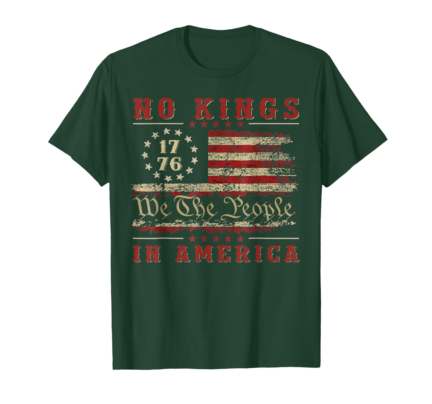 Retro June 14th No Kings In America 1776 USA Flag Men Women T-Shirt