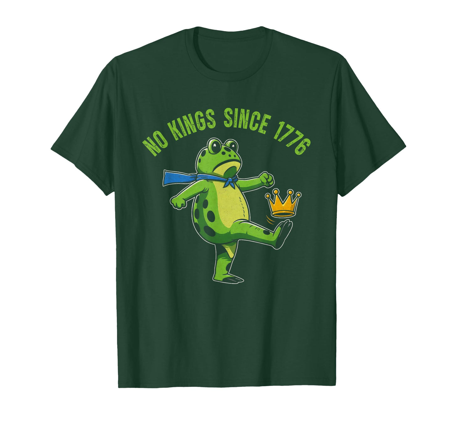 No Kings Since 1776 Portland Frog Kicking Crown Retro T-Shirt
