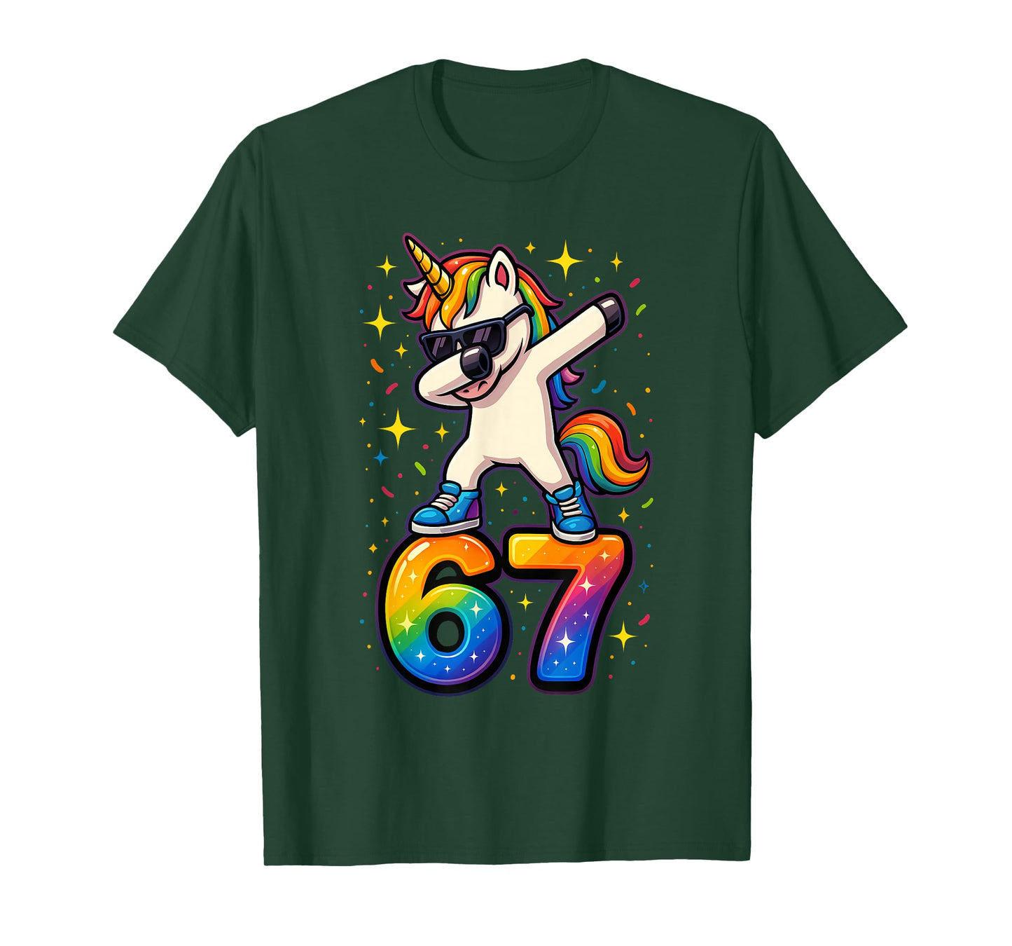67 Unicorn Dabbing Six Seven Meme Funny T-Shirt