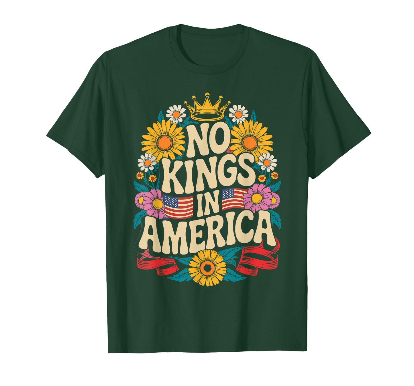No King in America Shirt Men Women Floral 4th July No Kings T-Shirt