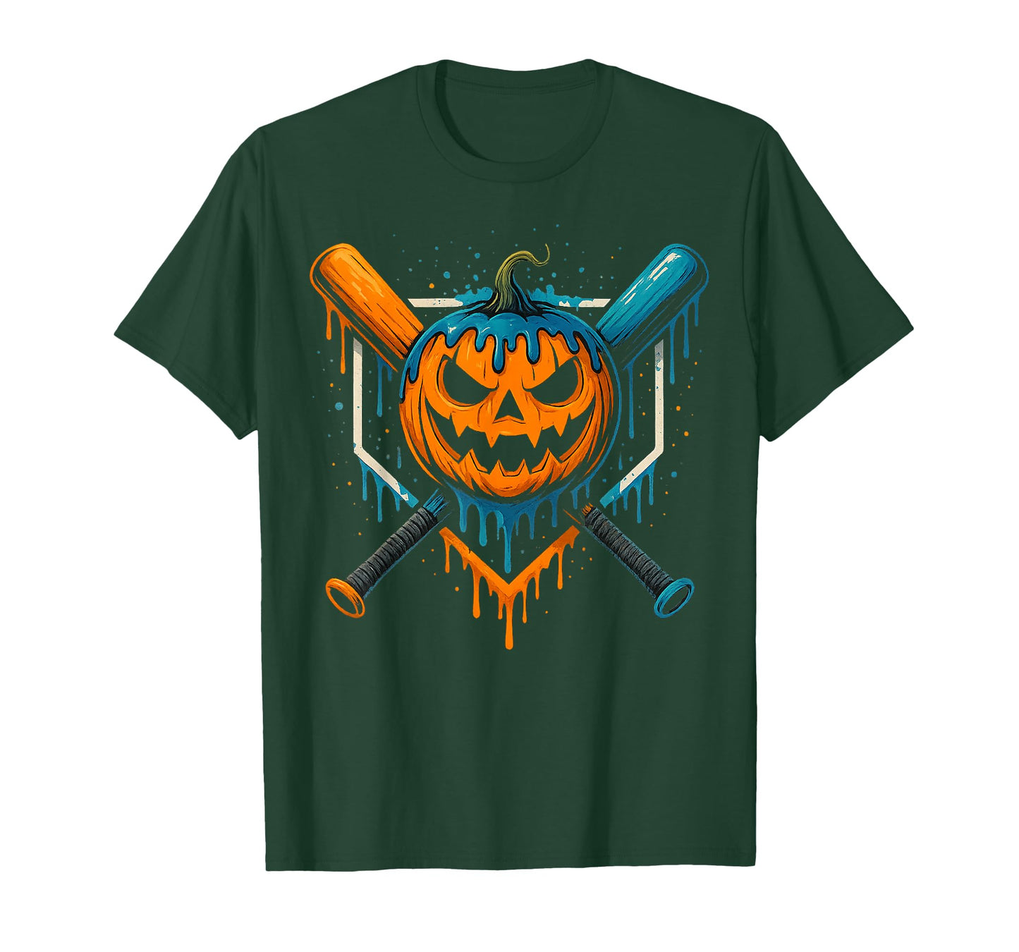 Pumpkin Halloween Baseball Ice Cream Drip Spooky Boys Youth T-Shirt