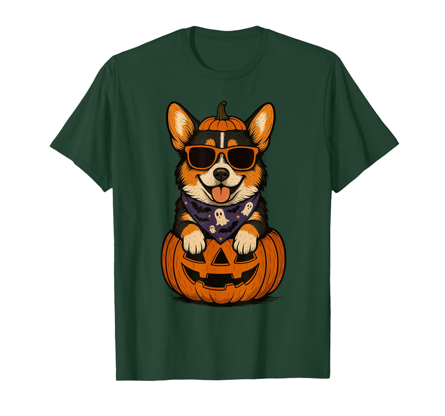 Spooky Tri Color Corgi Pumpkin Halloween Dog Lover T-Shirt