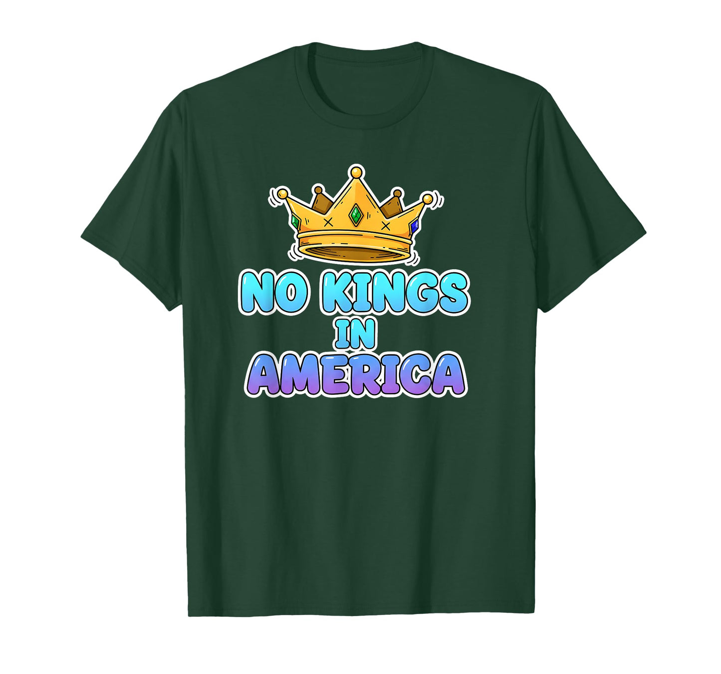 No Kings in America Funny Crown Statement T-Shirt