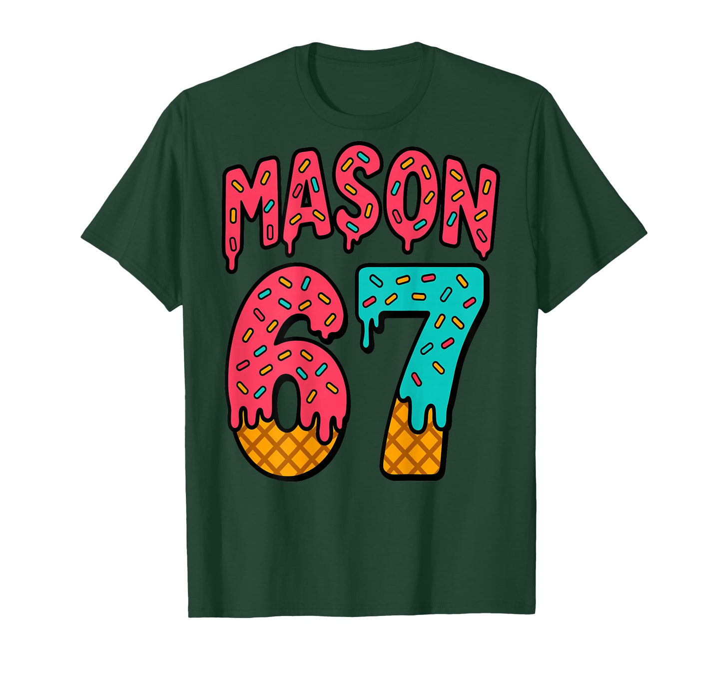 Mason 67 Ice Cream Cute Meme Six Seven (On Back) T-Shirt