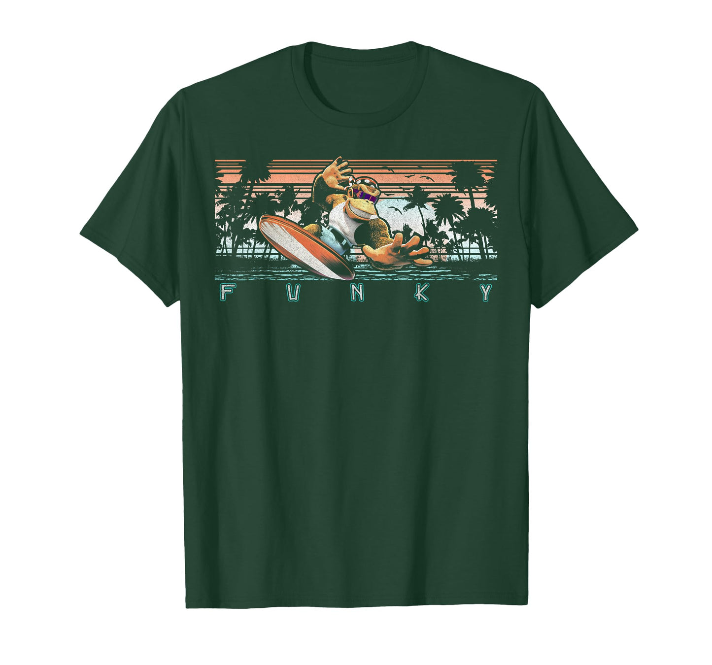 Nintendo Donkey Kong Country Funky Kong Surf Tropical Poster T-Shirt