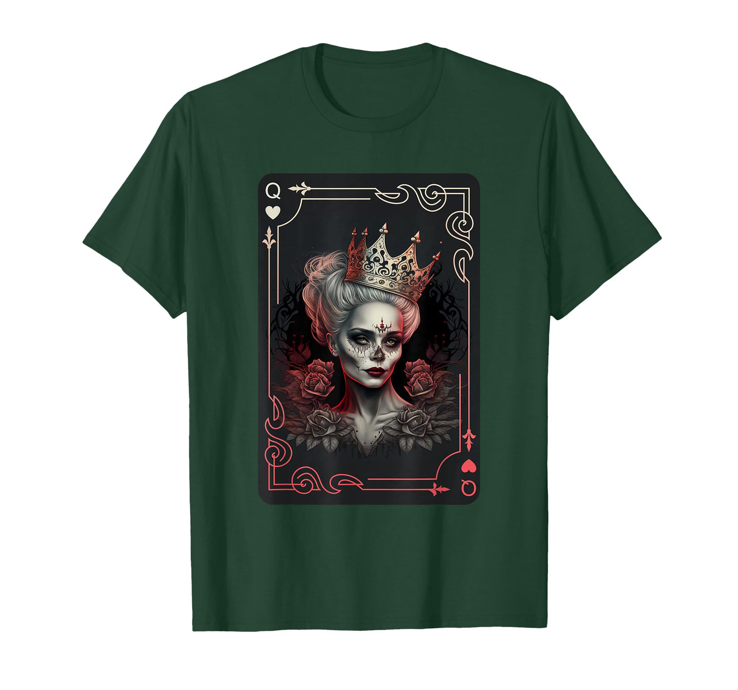 Queen of Hearts Gothic Poker Card Game Halloween Creepy T-Shirt
